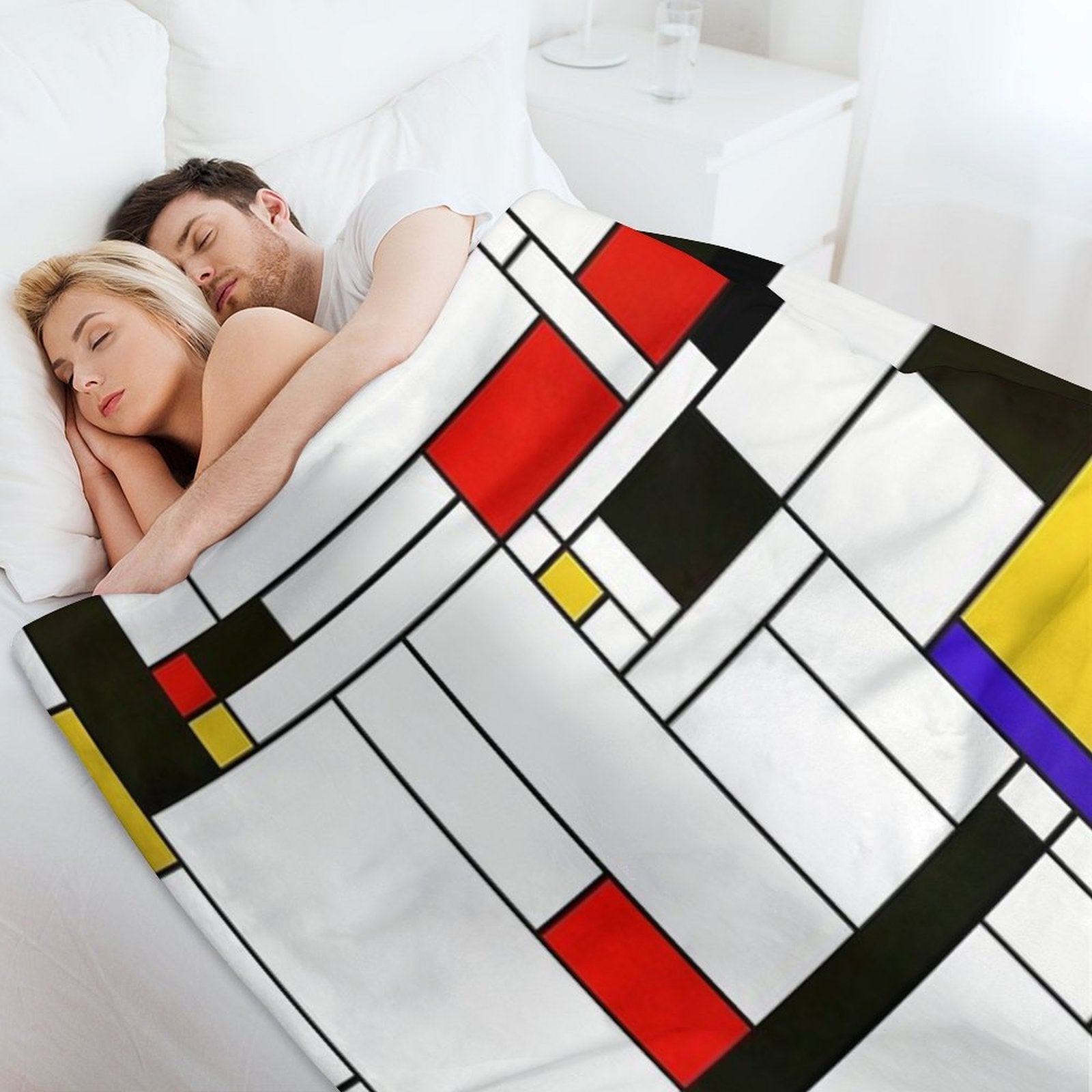 Mondrian Style Abstract Art Premium Throw Blanket