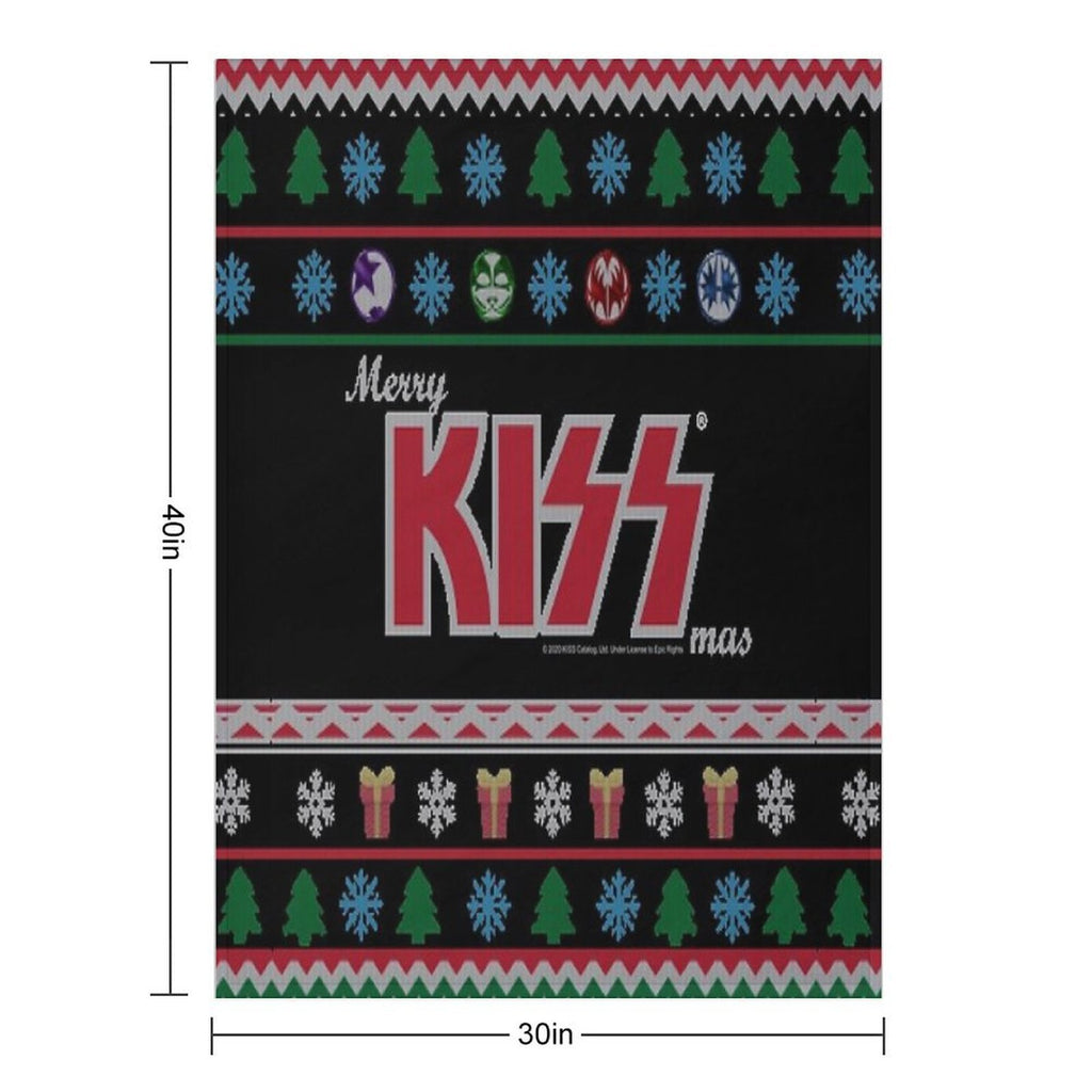 KISS ® The Band - Merry KissMas Ugly Sweater Premium Throw Blanket