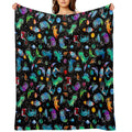 Watercolor Space Dinosaurs Galaxy Pattern Compact Throw Blanket