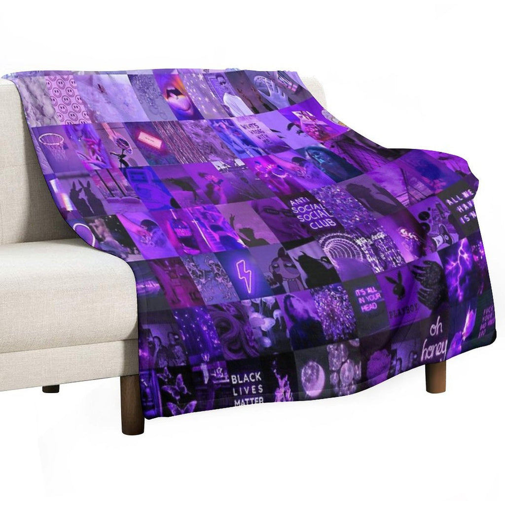 Purple Vibes Aesthetic Collage Comfort Throw Blanket