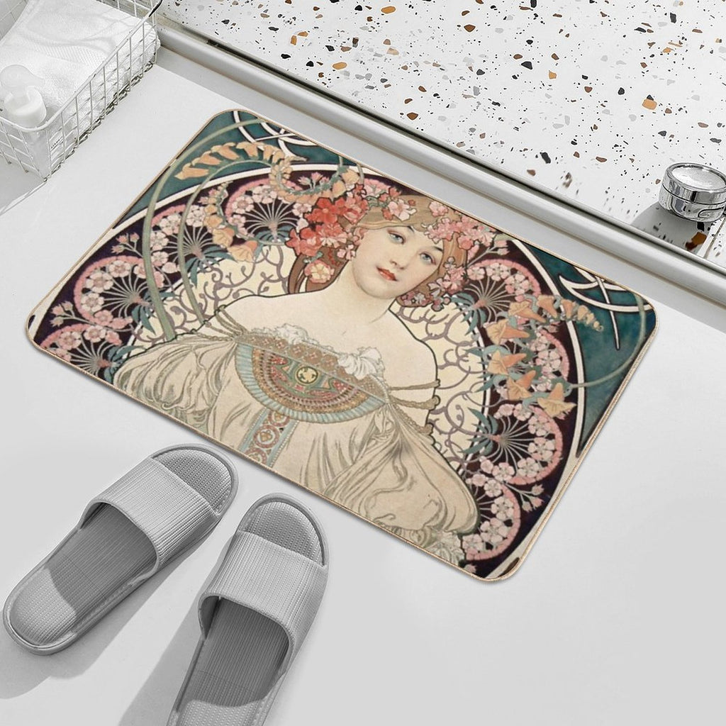 Champenois Imprimeur - Alphonse Mucha - Vintage Art  Absorbent Bath Mat