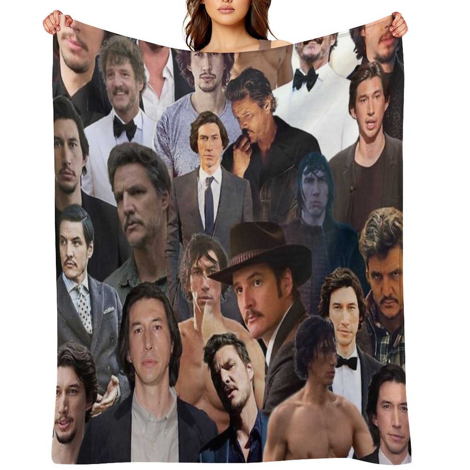 Pedro Pascal And Adam Driver Photo Collage Velvety-soft Throw Blanket