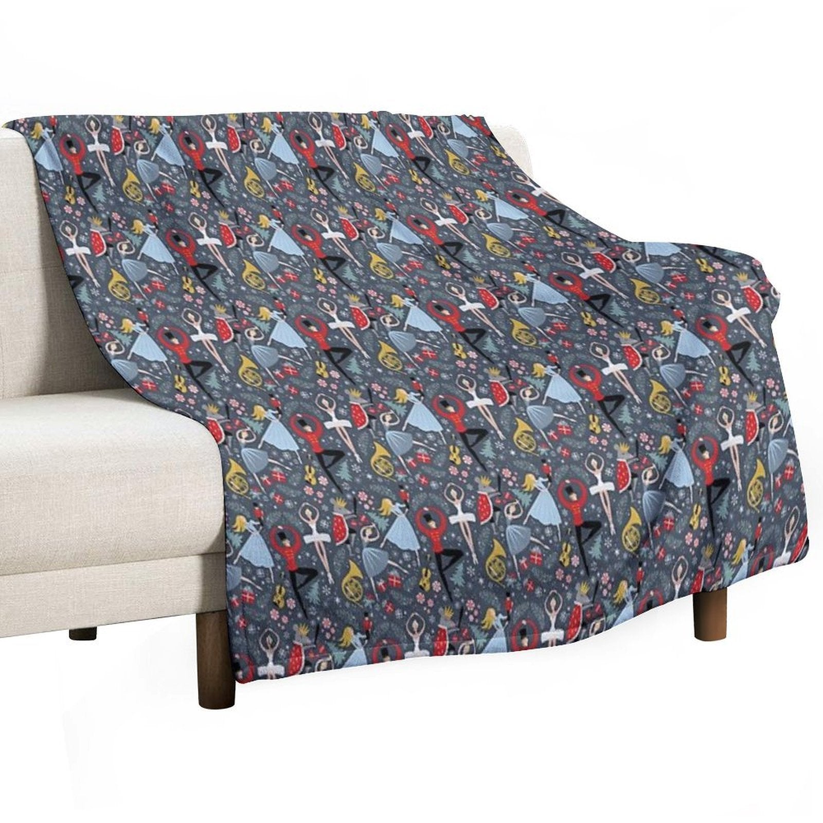 Clara's Nutcracker Ballet Repeat by Robin Pickens Sustainable Throw Blanket