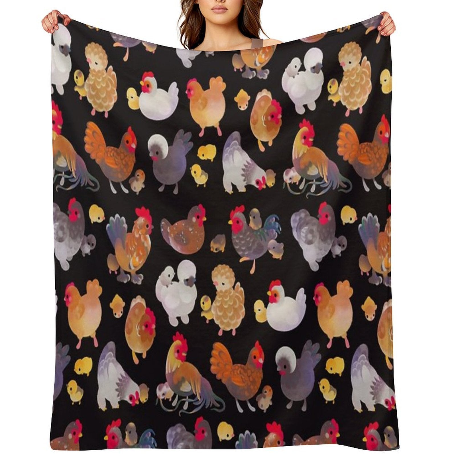 Chicken And Chick - Dark Gift-ready Throw Blanket