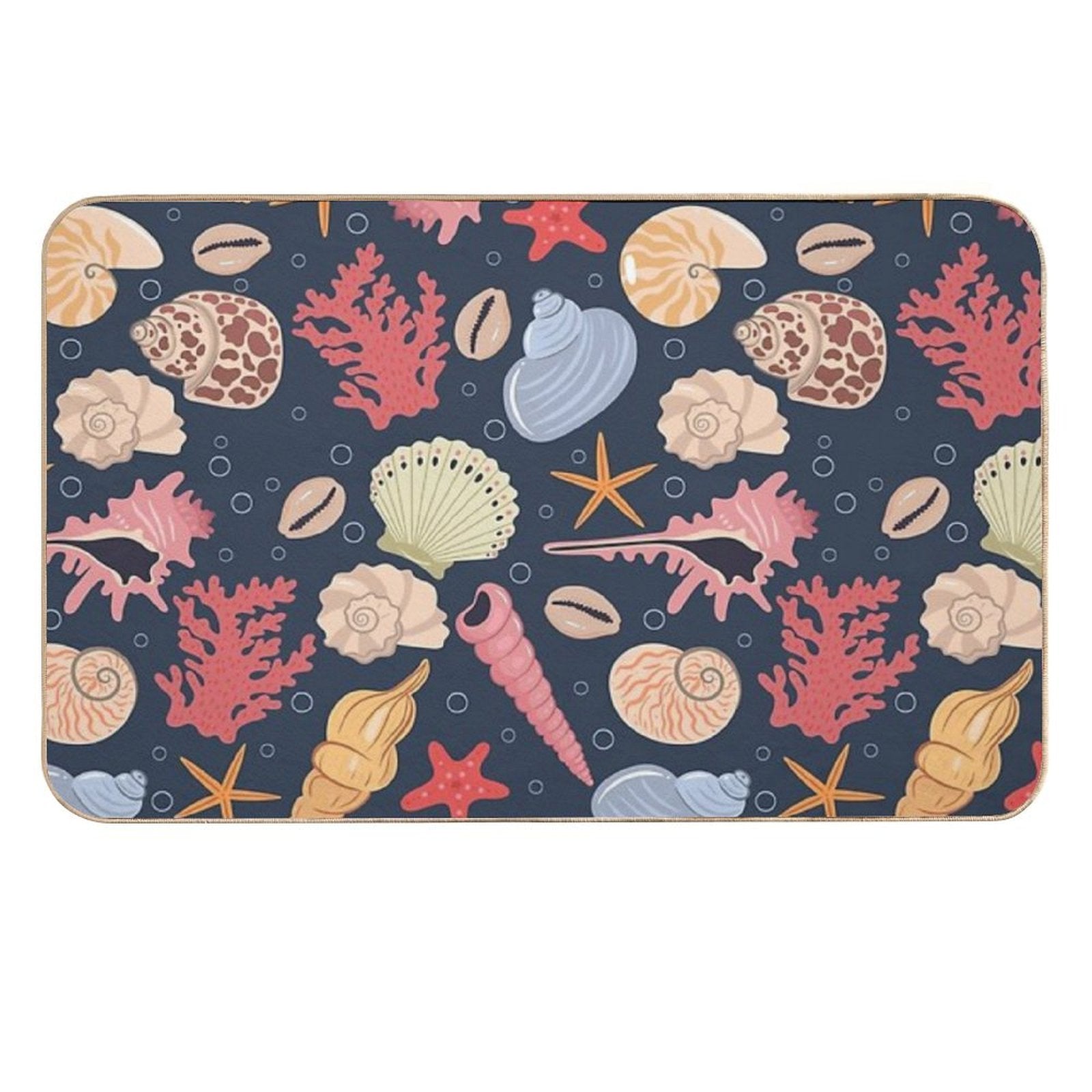 Pattern with Sea Shells  Eco-Friendly Bath Mat