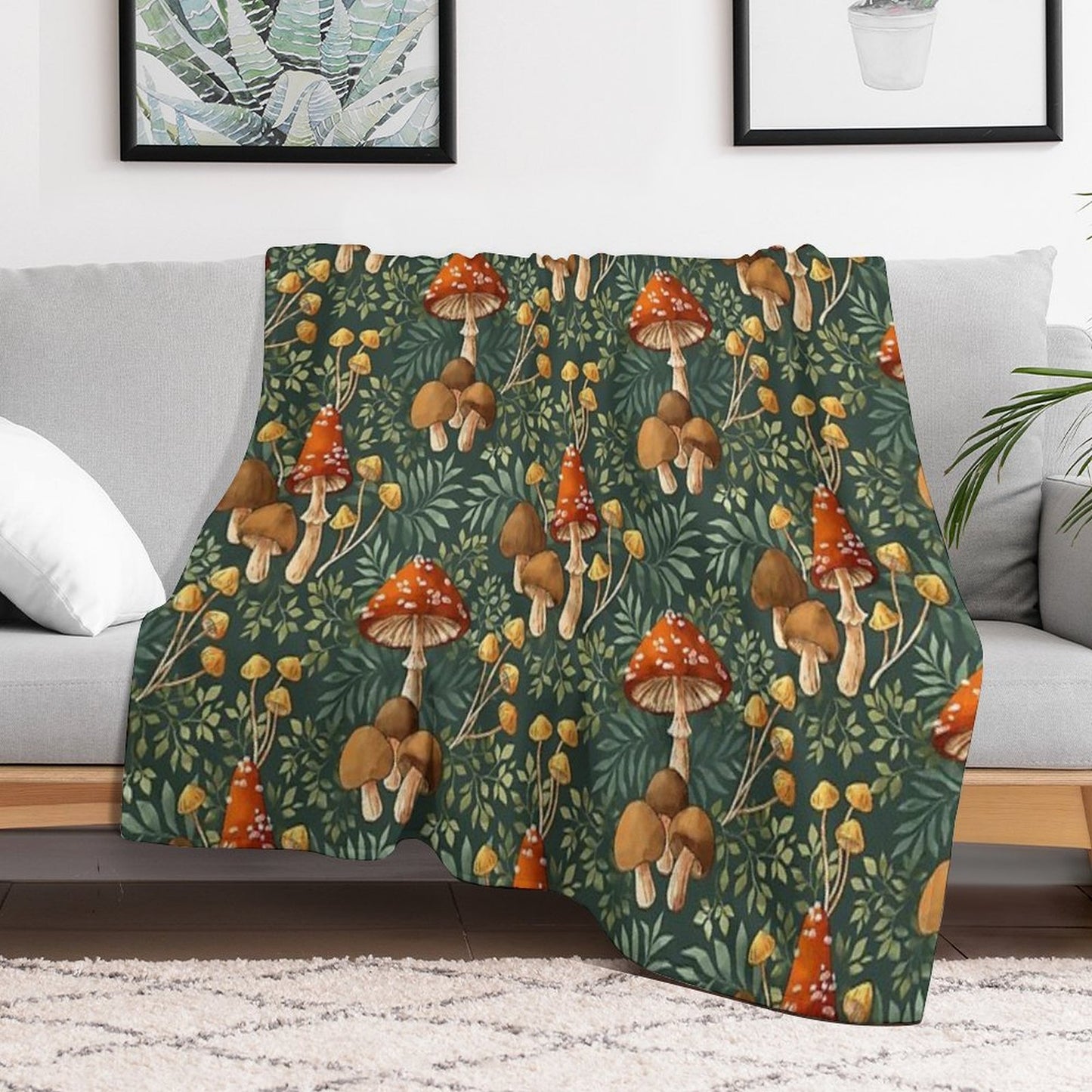Woodland Mushroom Spray Durable Throw Blanket