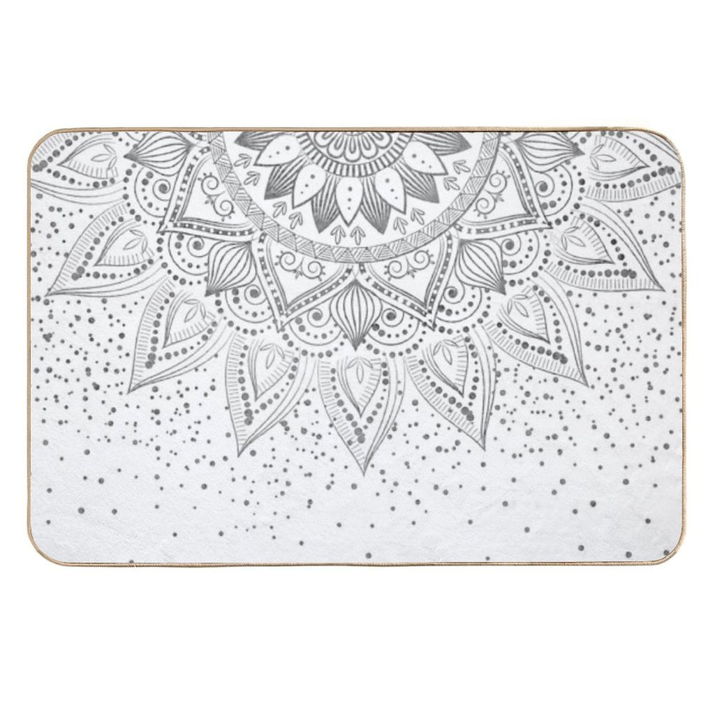 Elegant Grey Mandala Confetti Design  Rapid-Drying Bath Mat