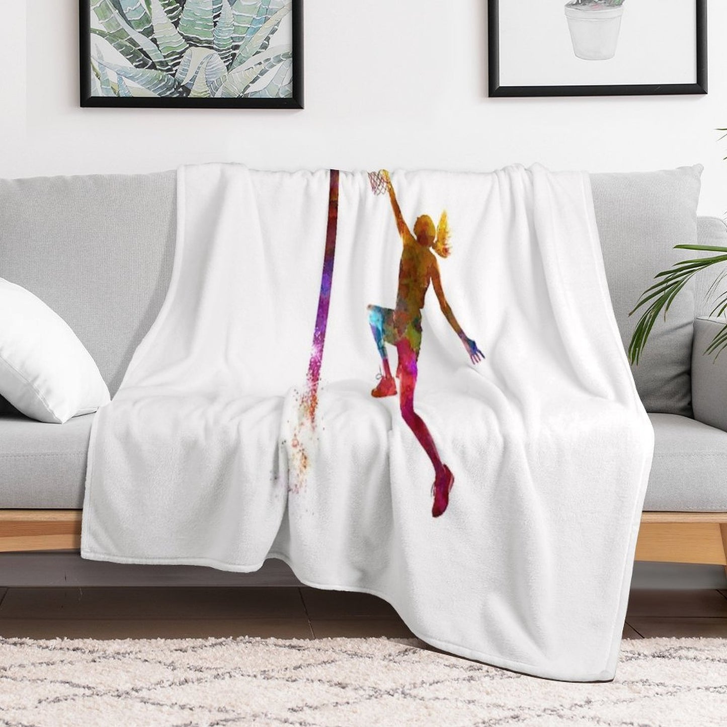 Young Woman Basketball Player 04 Wrinkle-free Throw Blanket