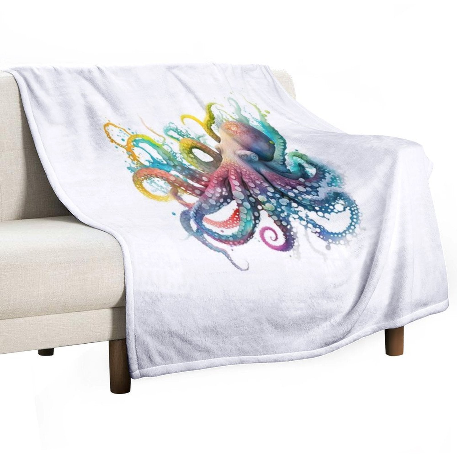 Colorful Octopus Easy Care Throw Blanket