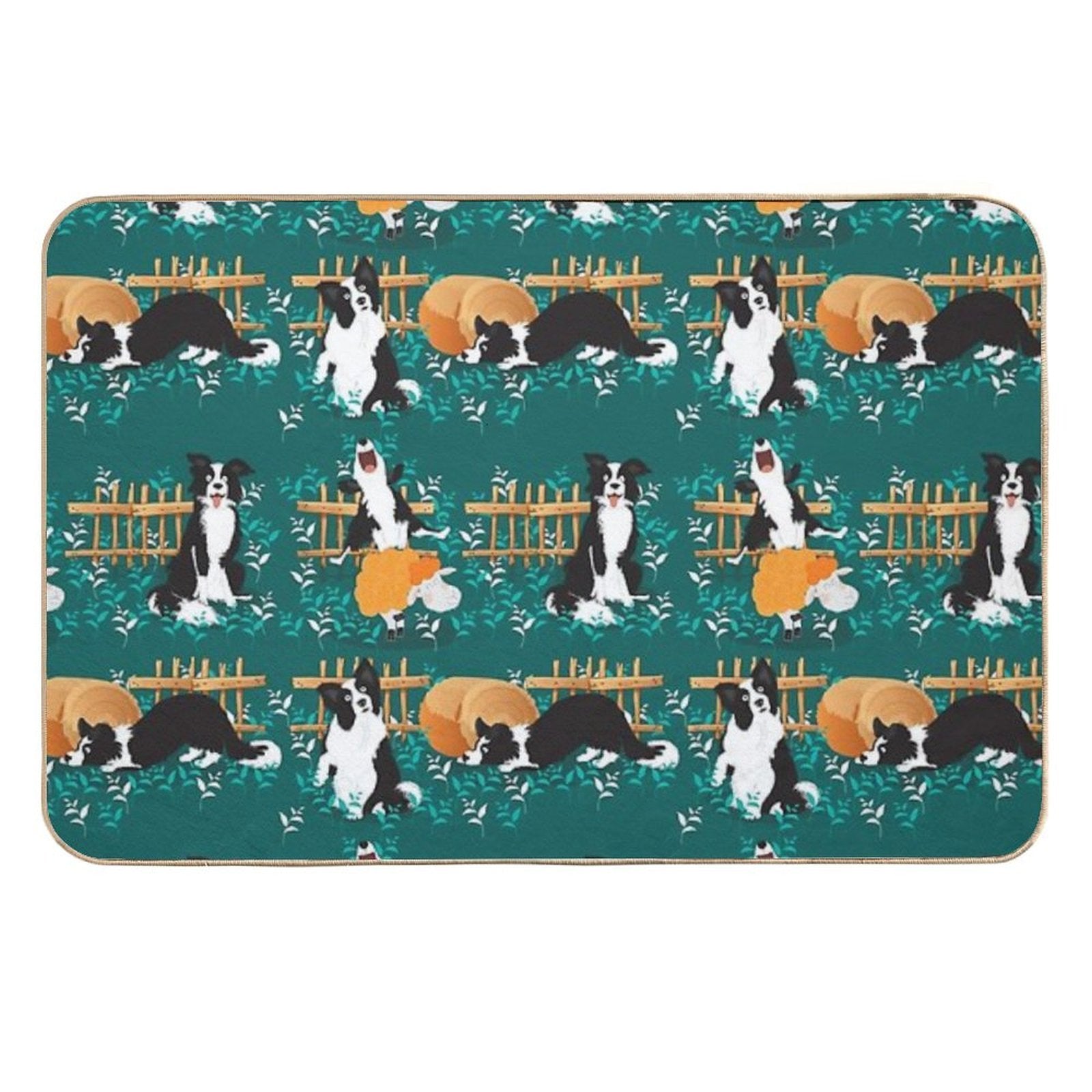 Border Collie Playing with Sheep  Non-Slip Bath Mat