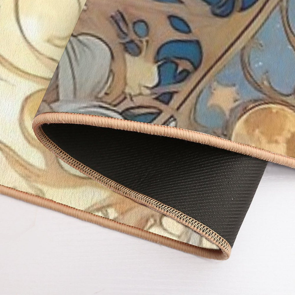 Celestial Dreams Alphonse Mucha Inspired Moon And Stars  Fade-Resistant Bath Mat