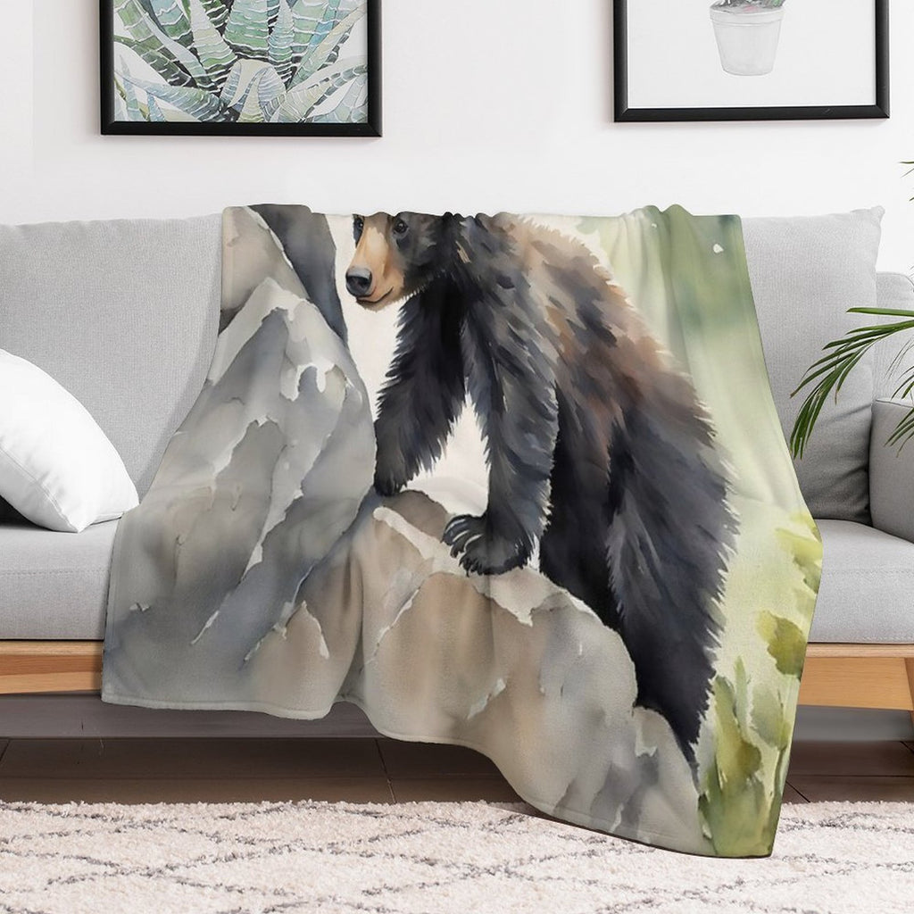 Black Bear Cub Machine-washable Throw Blanket