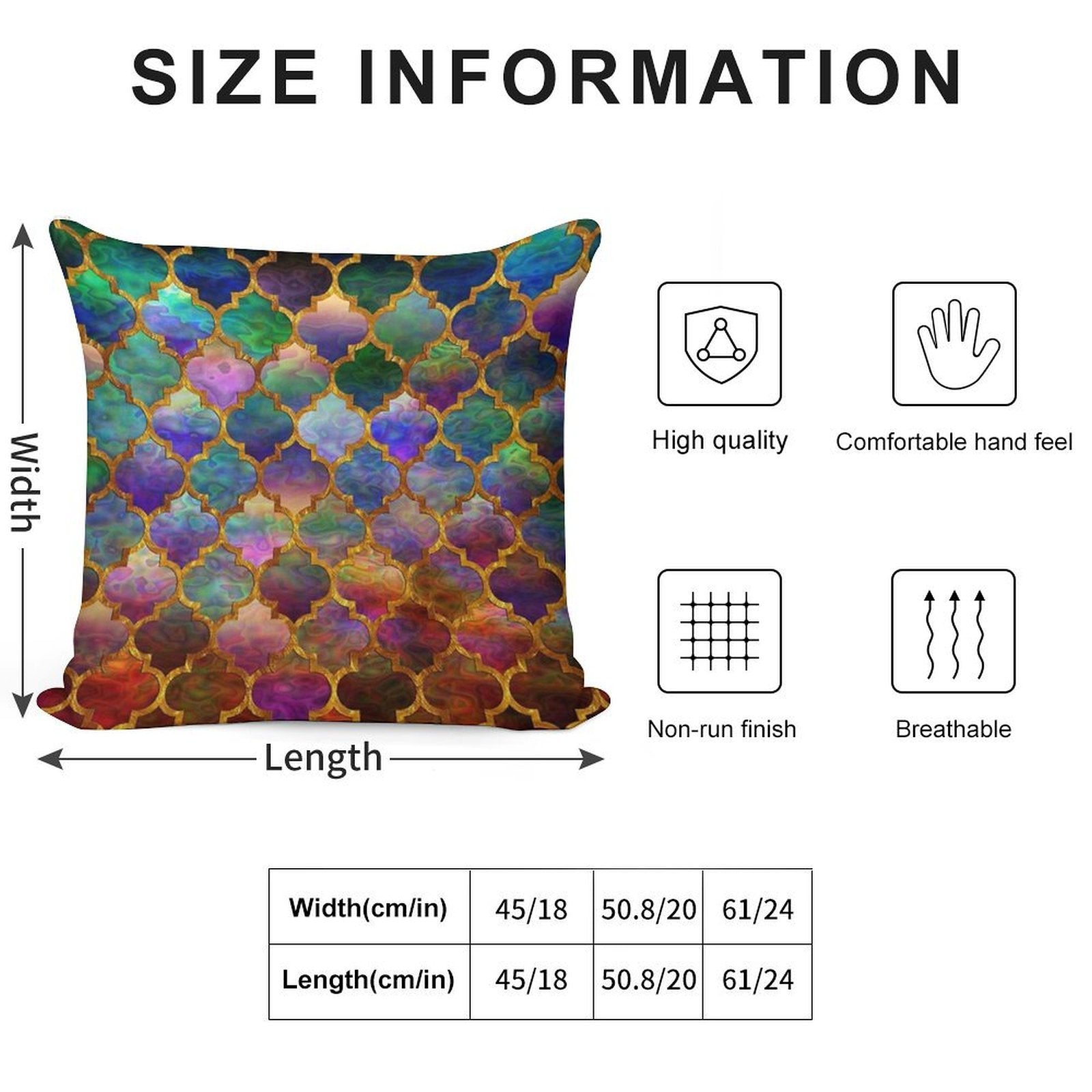 Arabic Moroccan Mosaic Pattern Soft Shrink-Resistant Throw Pillow
