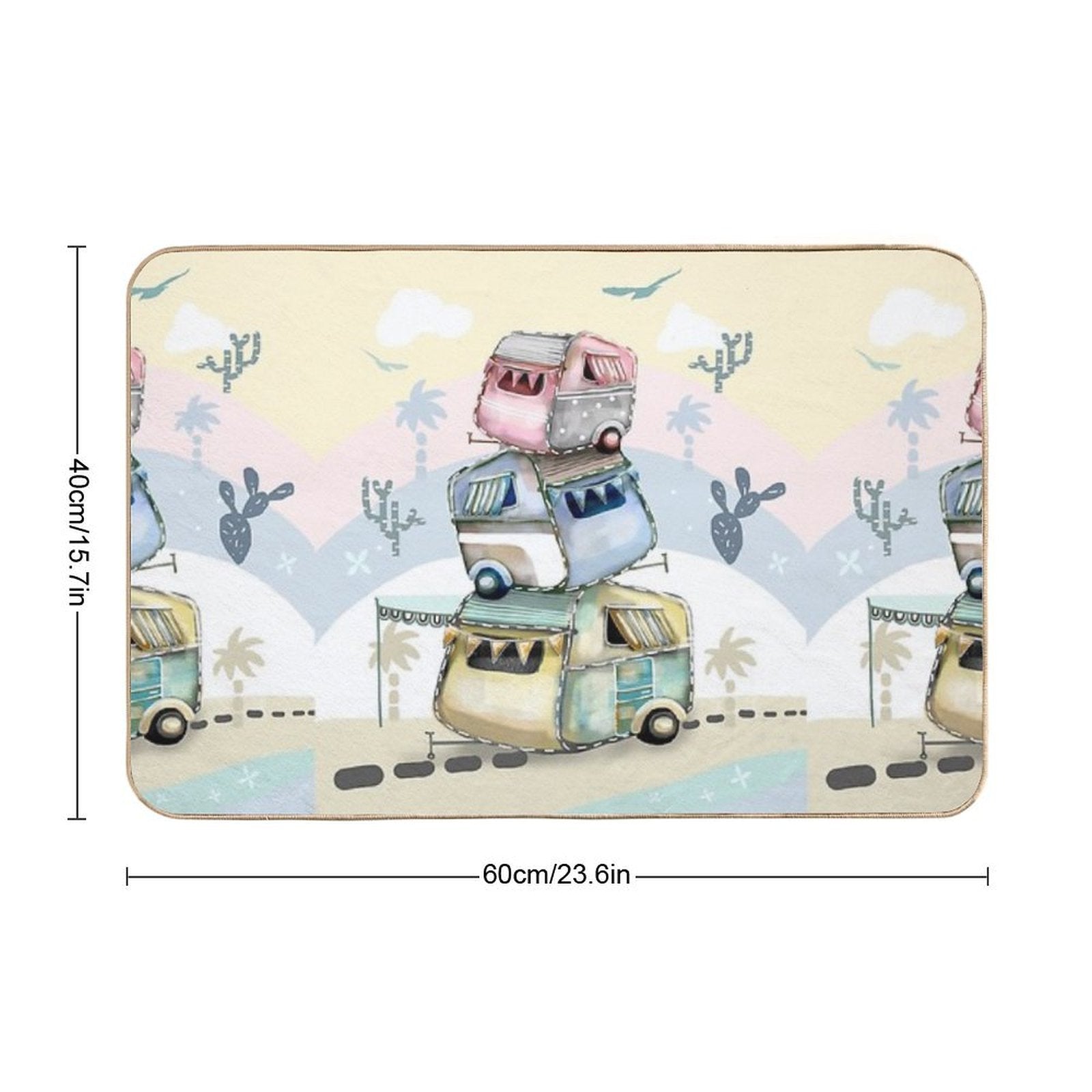 Vintage Caravans  Fade-Resistant Bath Mat