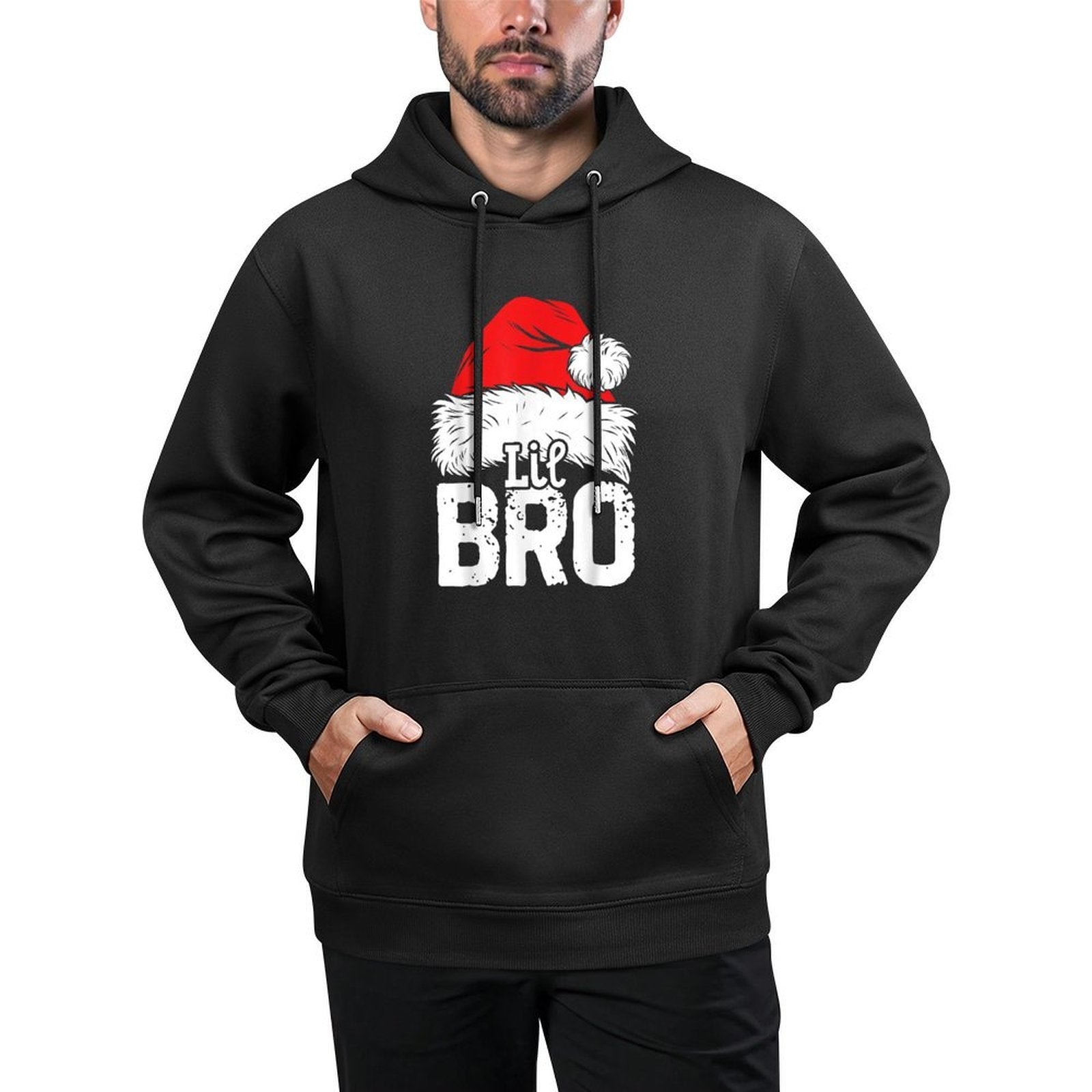Little Brother Santa Christmas Family Matching Pyjamas Xmas Customizable Surface Hoodie