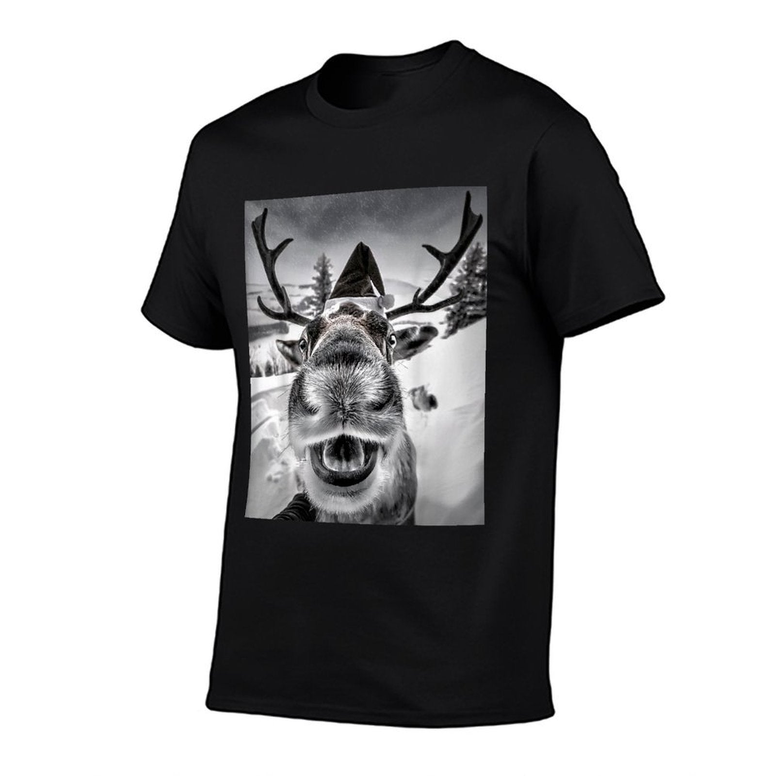 Funny Reindeer Selfie Christmas  Quick-drying T-Shirt