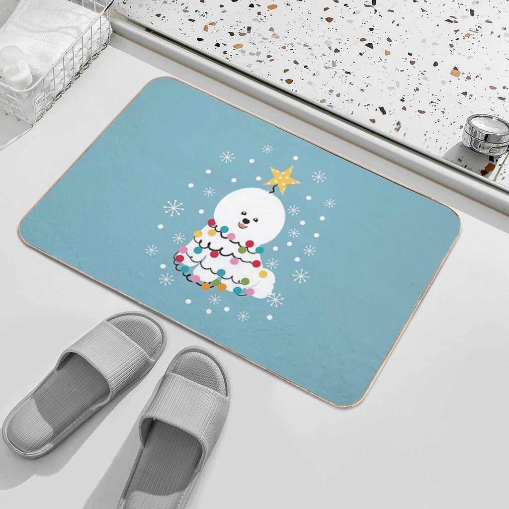 Bichon Frise Christmas Tree  High-Traffic Bath Mat