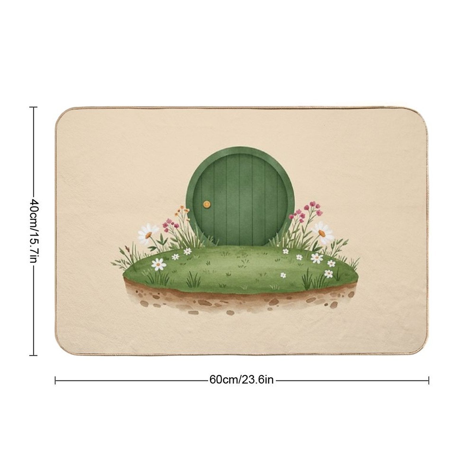 Cozy Hobbit Hole Watercolor Print - Cottagecore Wall Art  Multi-Purpose Bath Mat