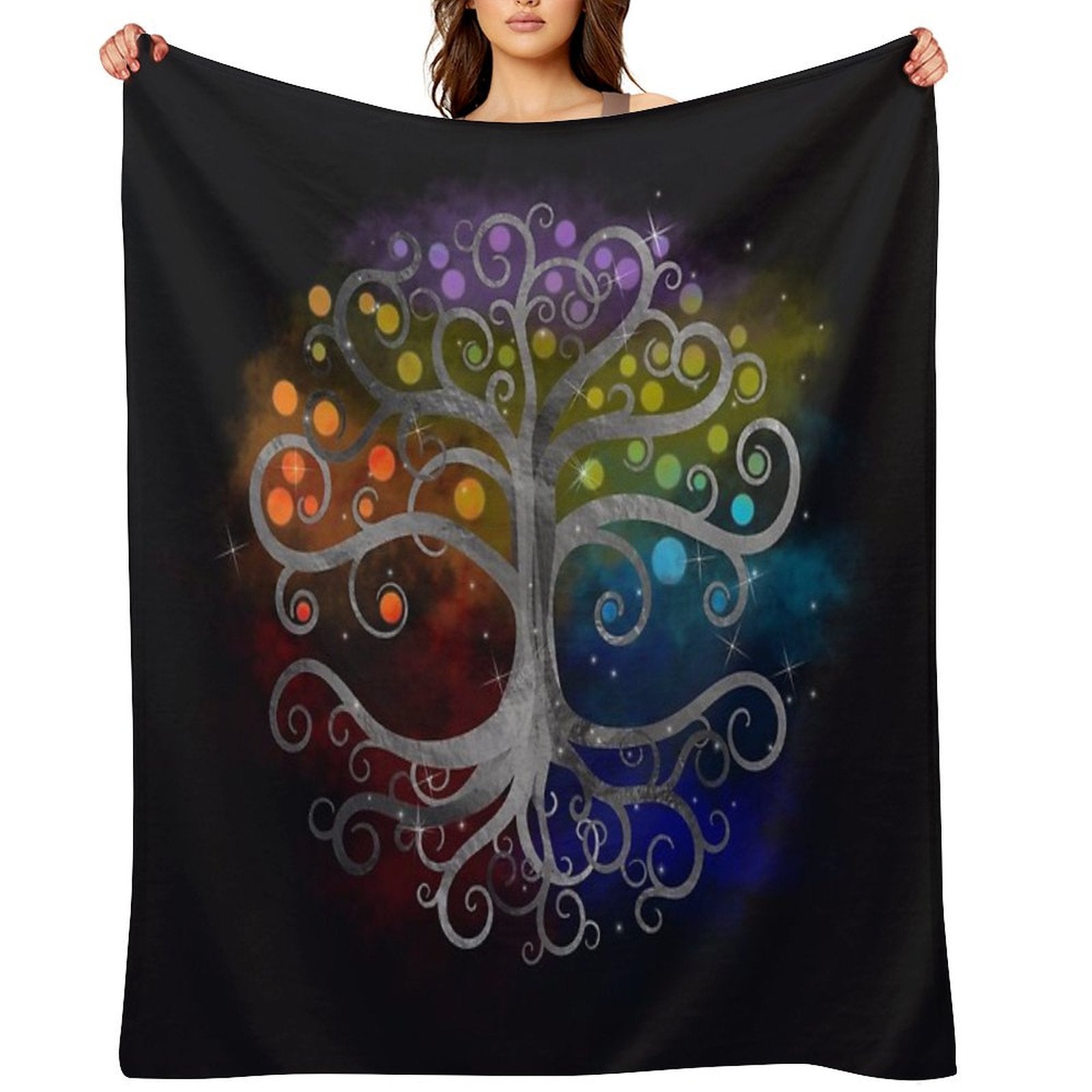 Tree of Life Silver Swirl Lightweight Throw Blanket