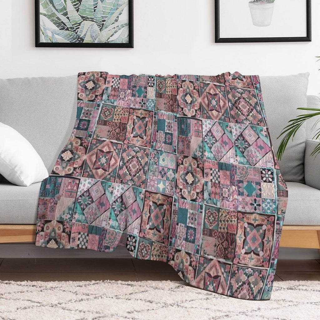 Whimsigoth Quilt Pattern 2025 Vintage (Trans Flag Version)  Stickers Decals DIY CRAFTS Machine-washable Throw Blanket