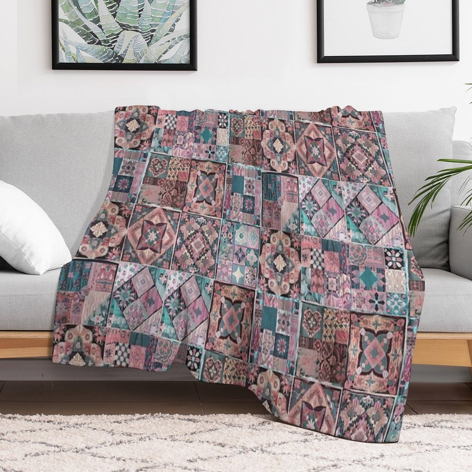 Whimsigoth Quilt Pattern 2025 Vintage (Trans Flag Version)  Stickers Decals DIY CRAFTS Machine-washable Throw Blanket