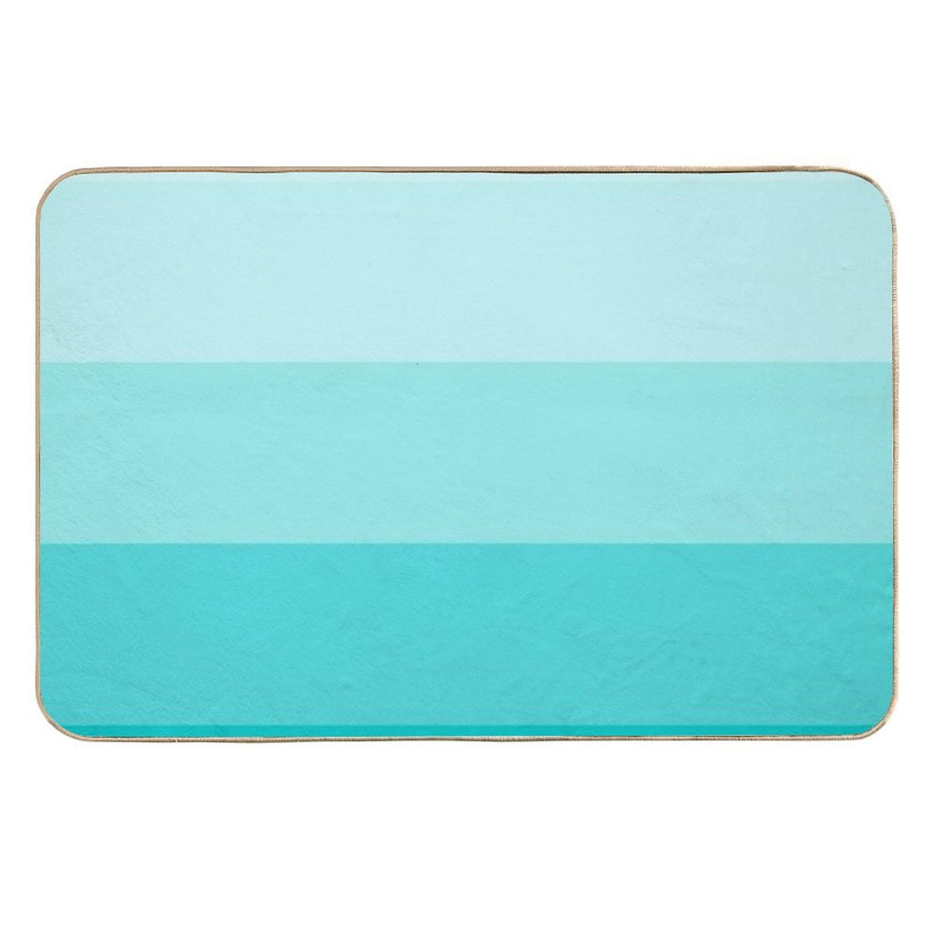 Turquoise Gradient Stripes Minimalist Pattern (Bright Robins Egg Blue)  Toxin-Free Bath Mat