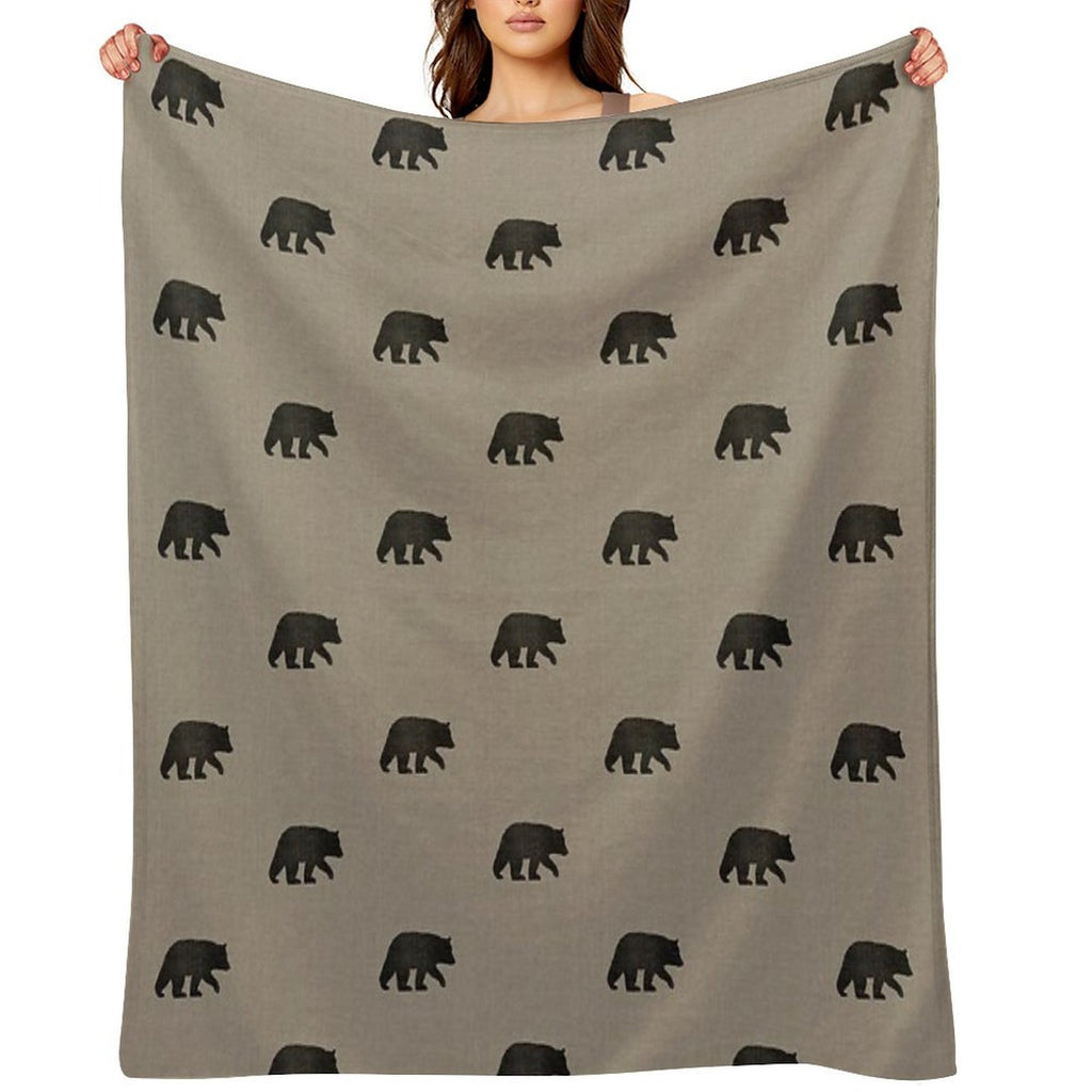 Black Bear Silhouette(s) Wrinkle-free Throw Blanket