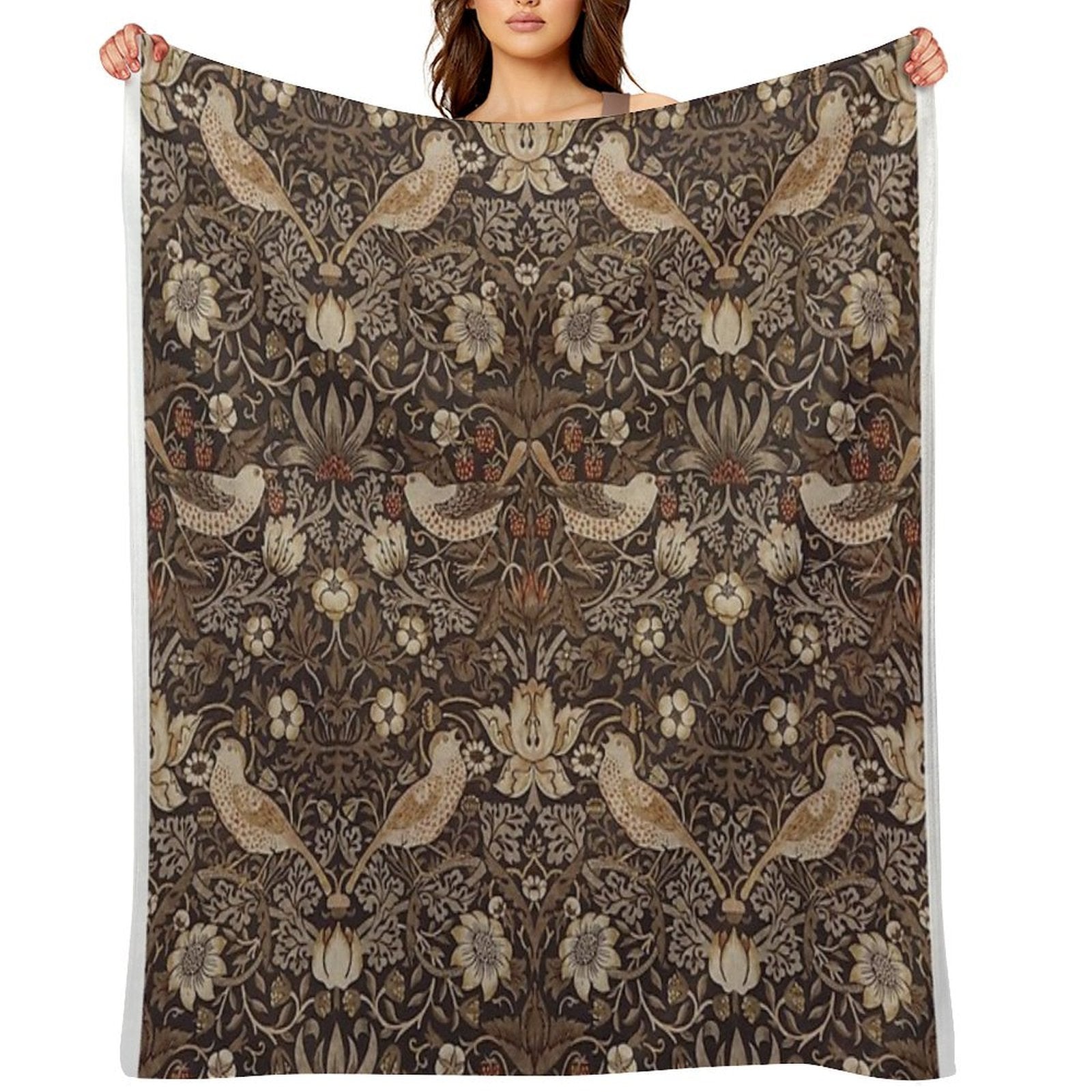 William Morris - Strawberry Thief Easy Care Throw Blanket