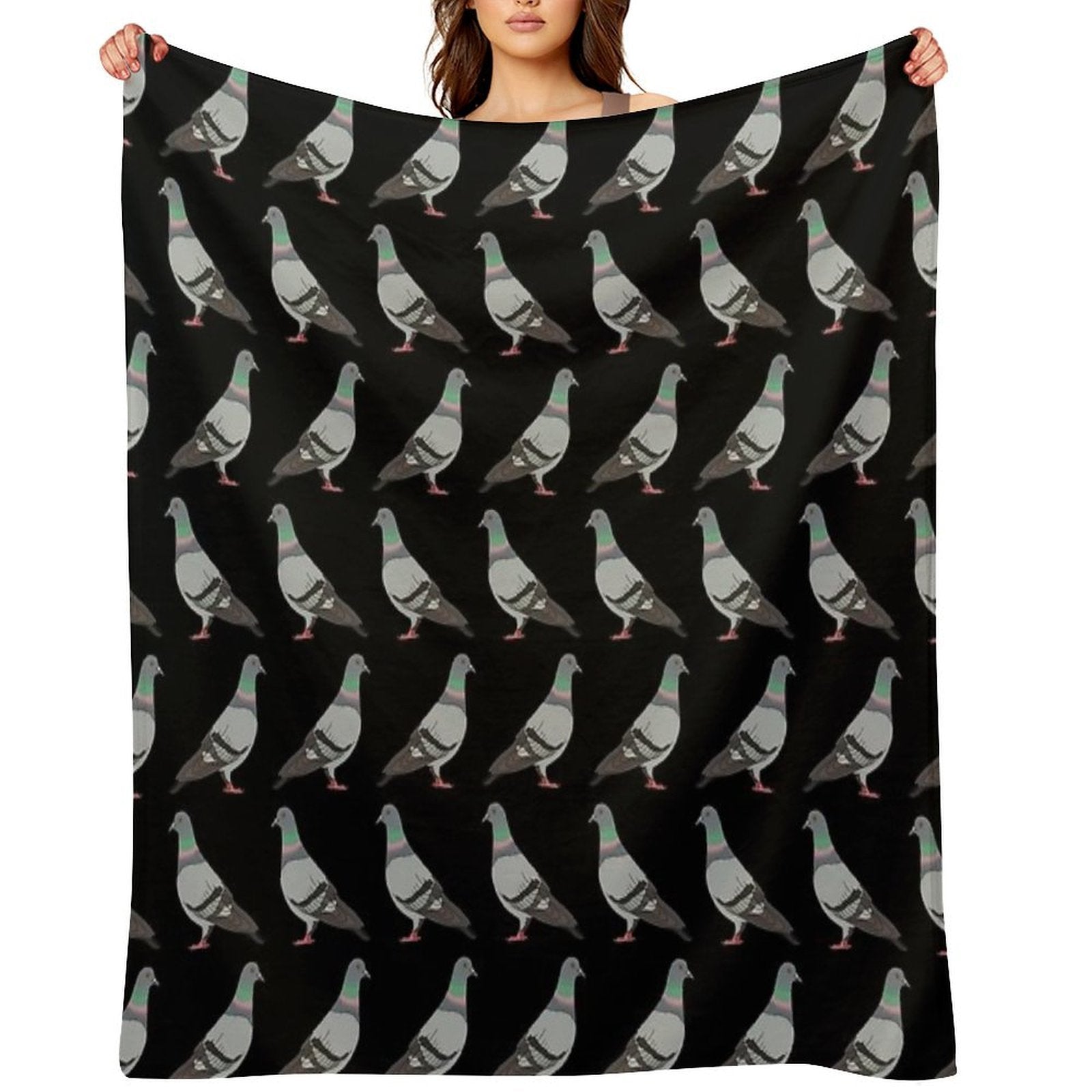 Pigeon Walk 2020, Black Background Wrinkle-free Throw Blanket