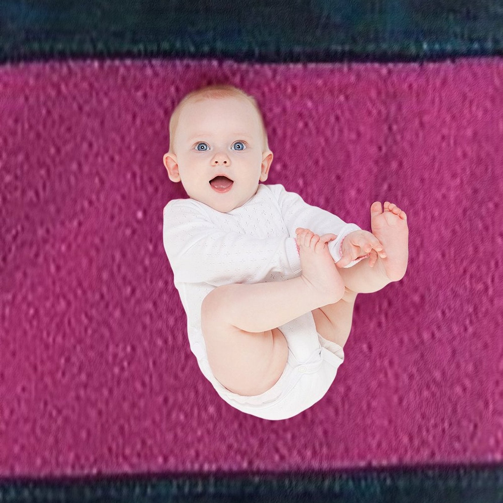 Hockey Jersey Stripes, Magenta  Blue Orange Stripes Premium Throw Blanket