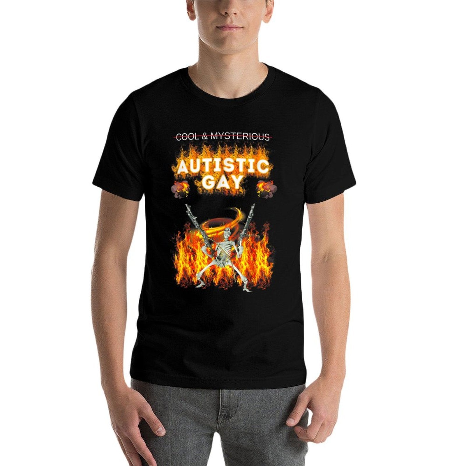 Cool Autistic And Gay Skeleton Funny Meme Cursed Autism  Quick-drying T-Shirt