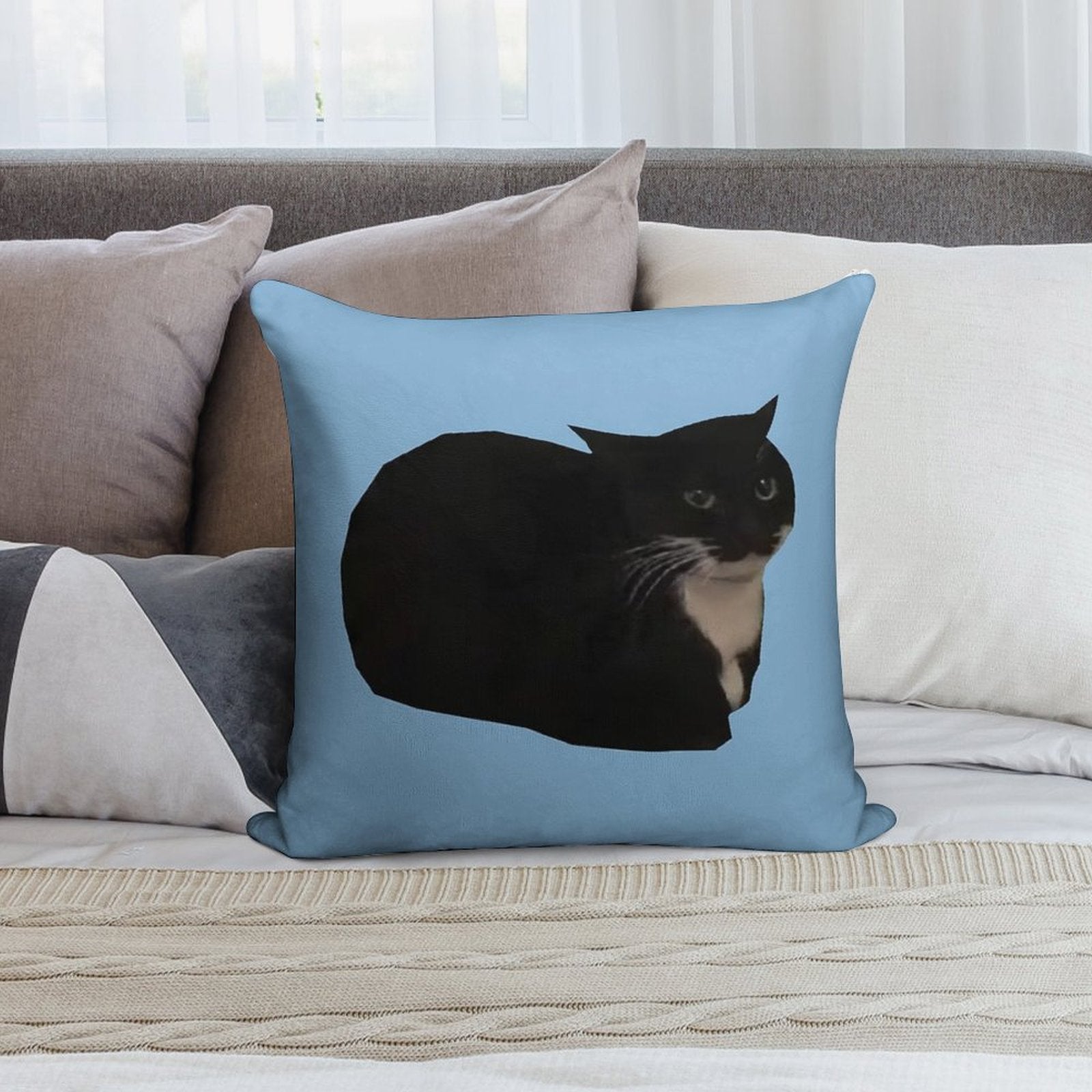 Maxwell The Cat Soft Short Plush Fabric Throw Pillow