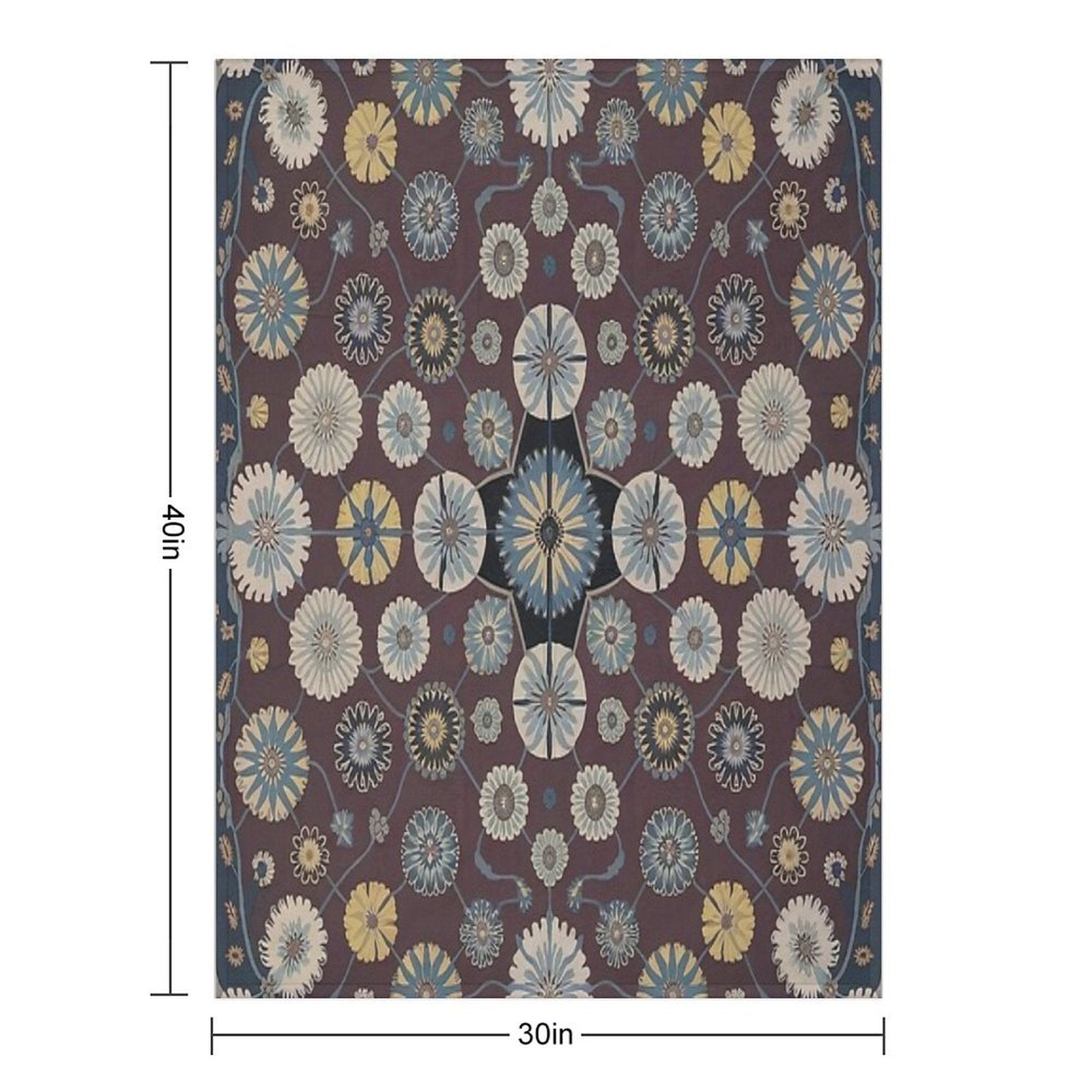 Rich Burgundy Floral Pattern with Cream Details Velvety-soft Throw Blanket
