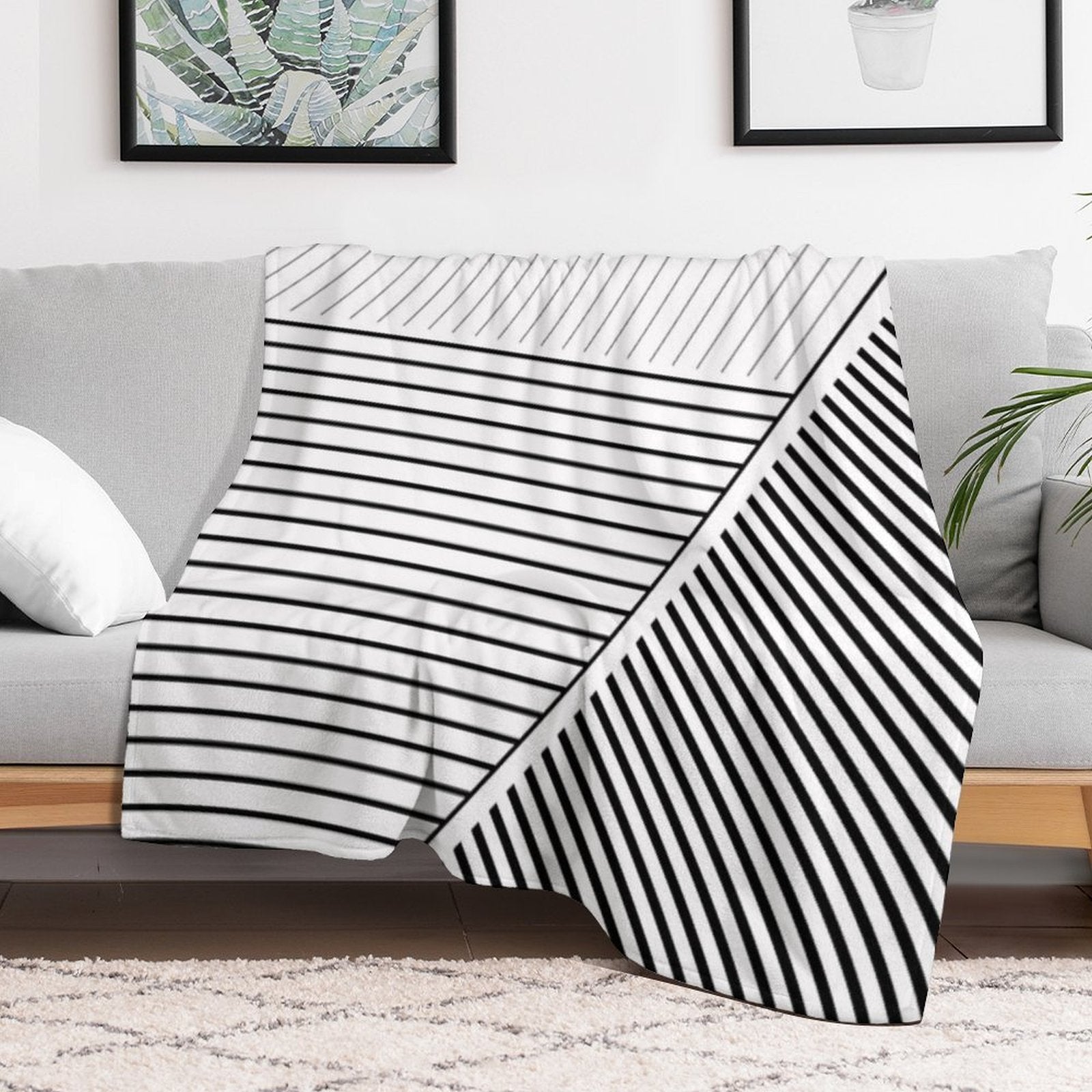 Black And White Geometric Lines Gift-ready Throw Blanket