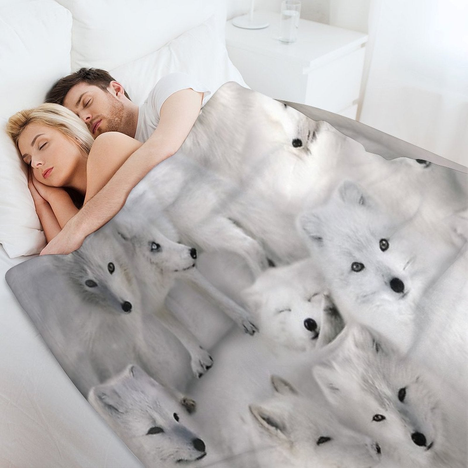 Arctic Foxes Multi-functional Throw Blanket