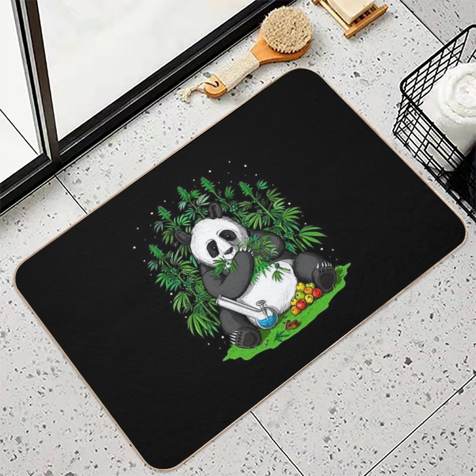 Panda Hippie Stoner  Easy Maintenance Bath Mat