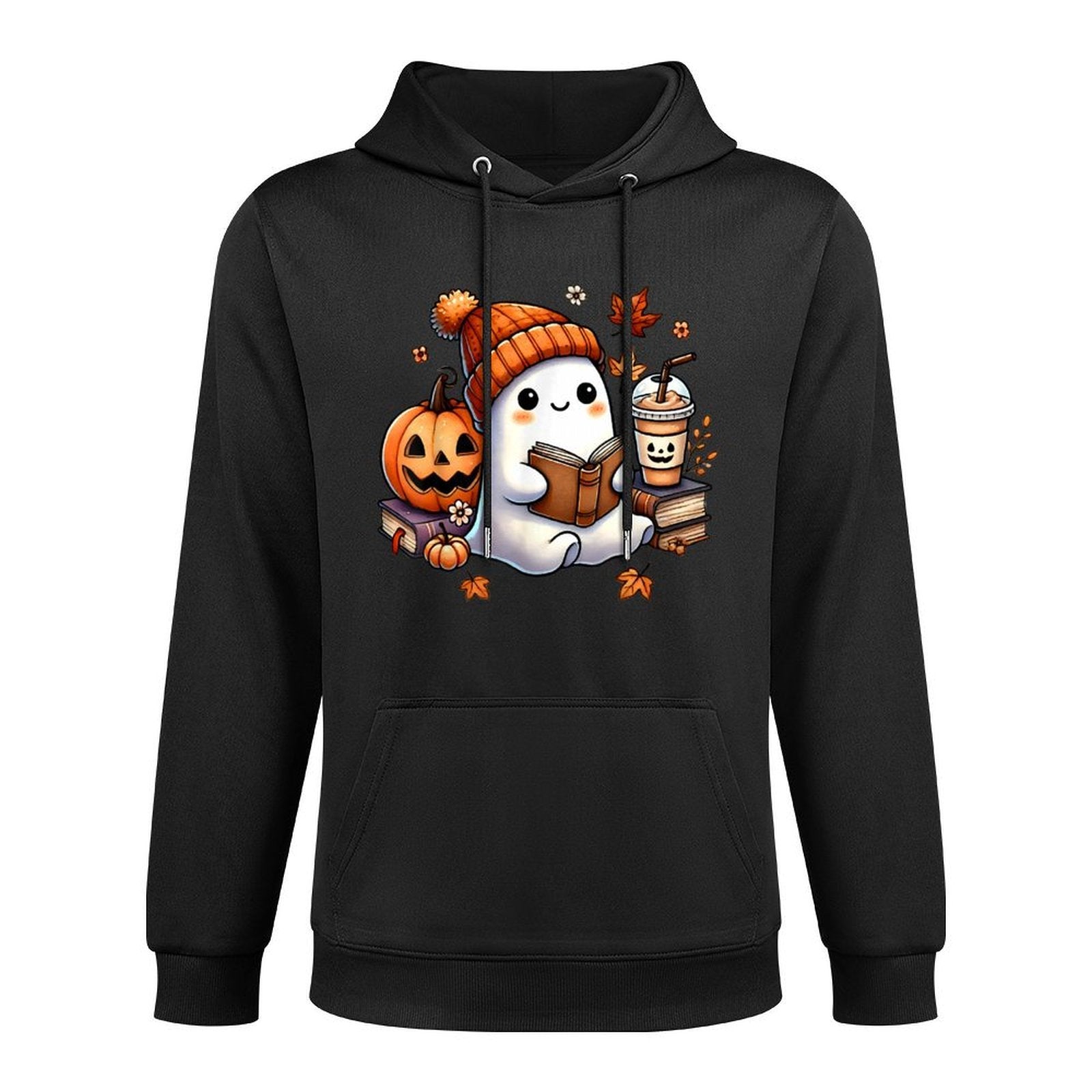 Cute Ghost Reading Book Lovers Funny Womens Girls Halloween Layering Staple Hoodie