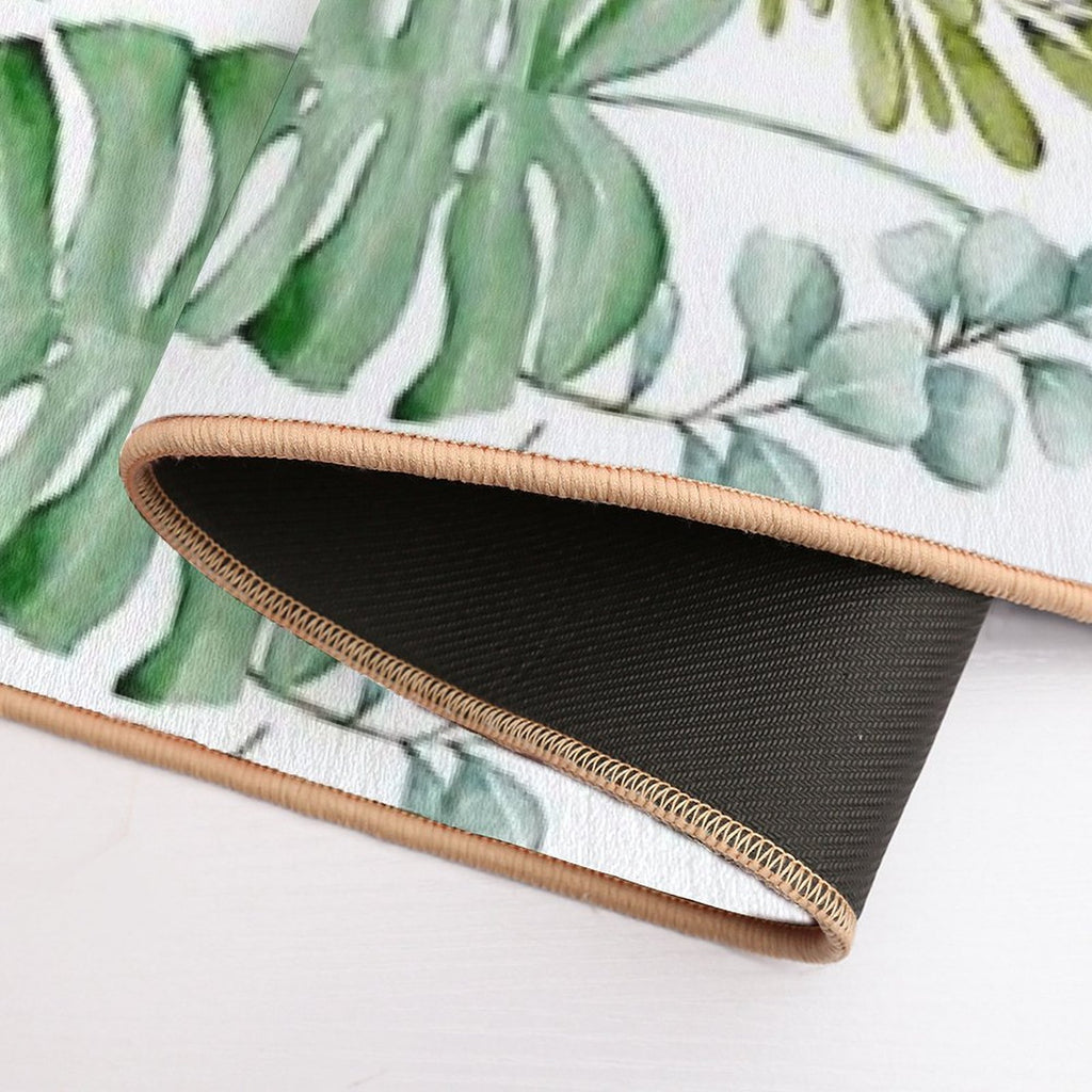 Monstera Leaves Green Seamless  Toxin-Free Bath Mat