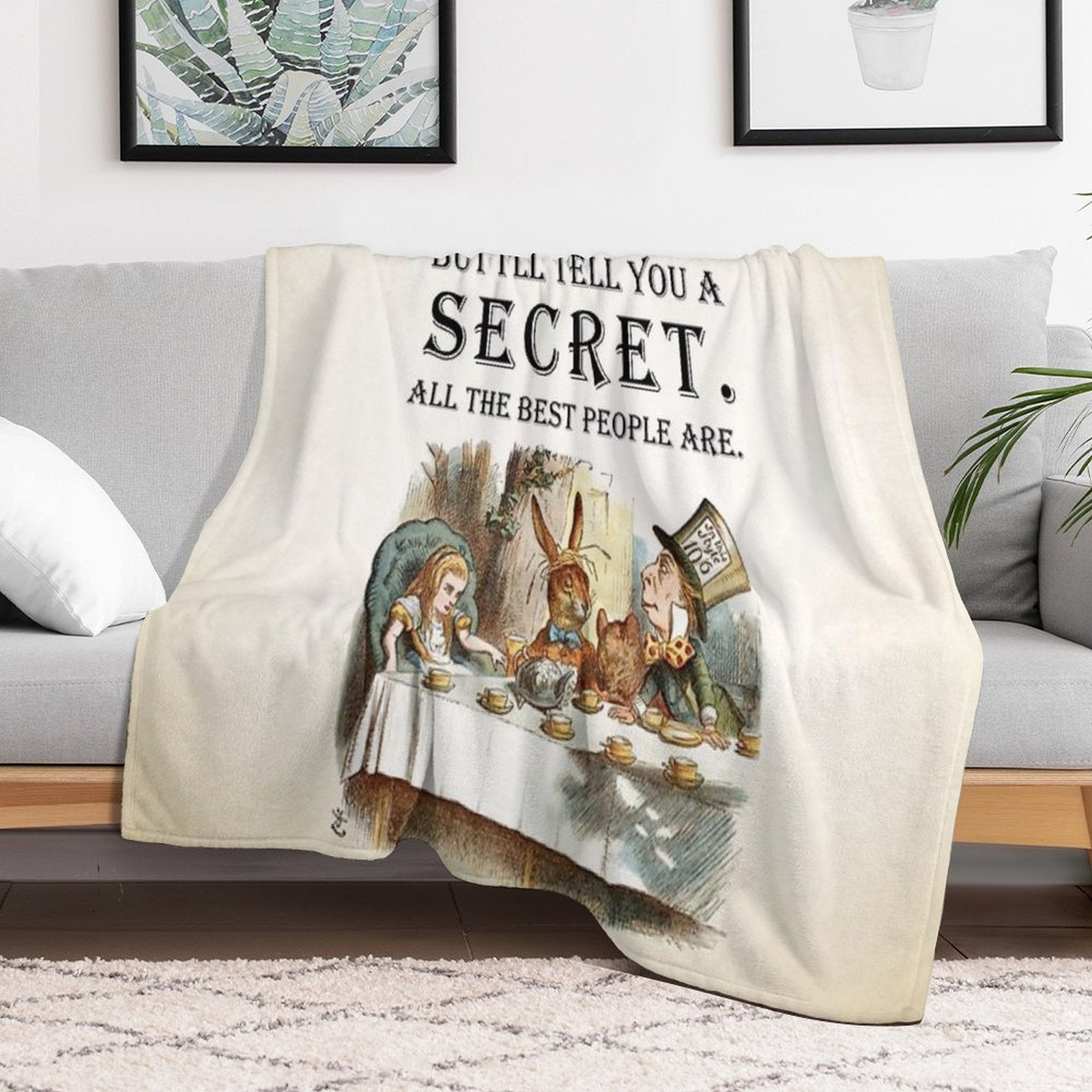 Alice In Wonderland - Tea Party - You're Entirely Bonkers - Quote Anti-pilling Throw Blanket