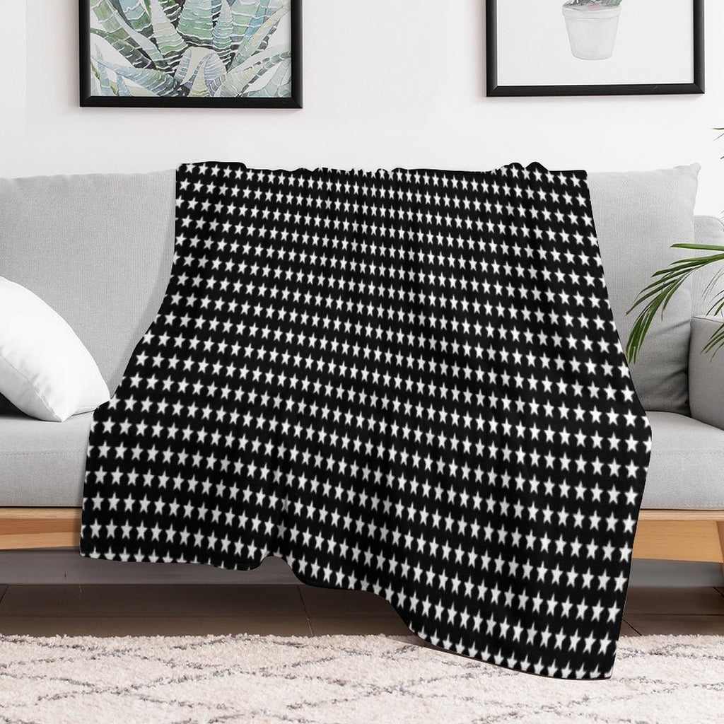 Cute Small Star White On Black Background Anti-pilling Throw Blanket