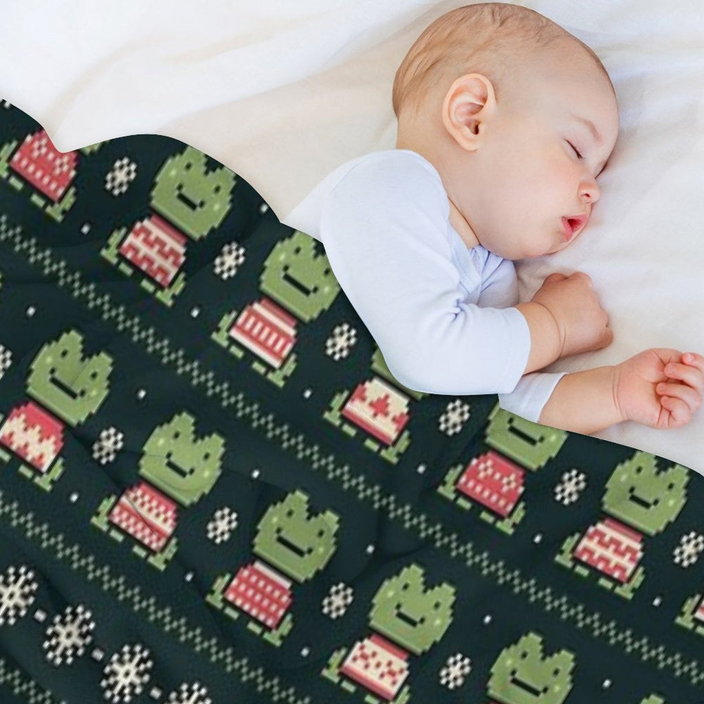Frogs In Sweaters (Dark) Multi-functional Throw Blanket