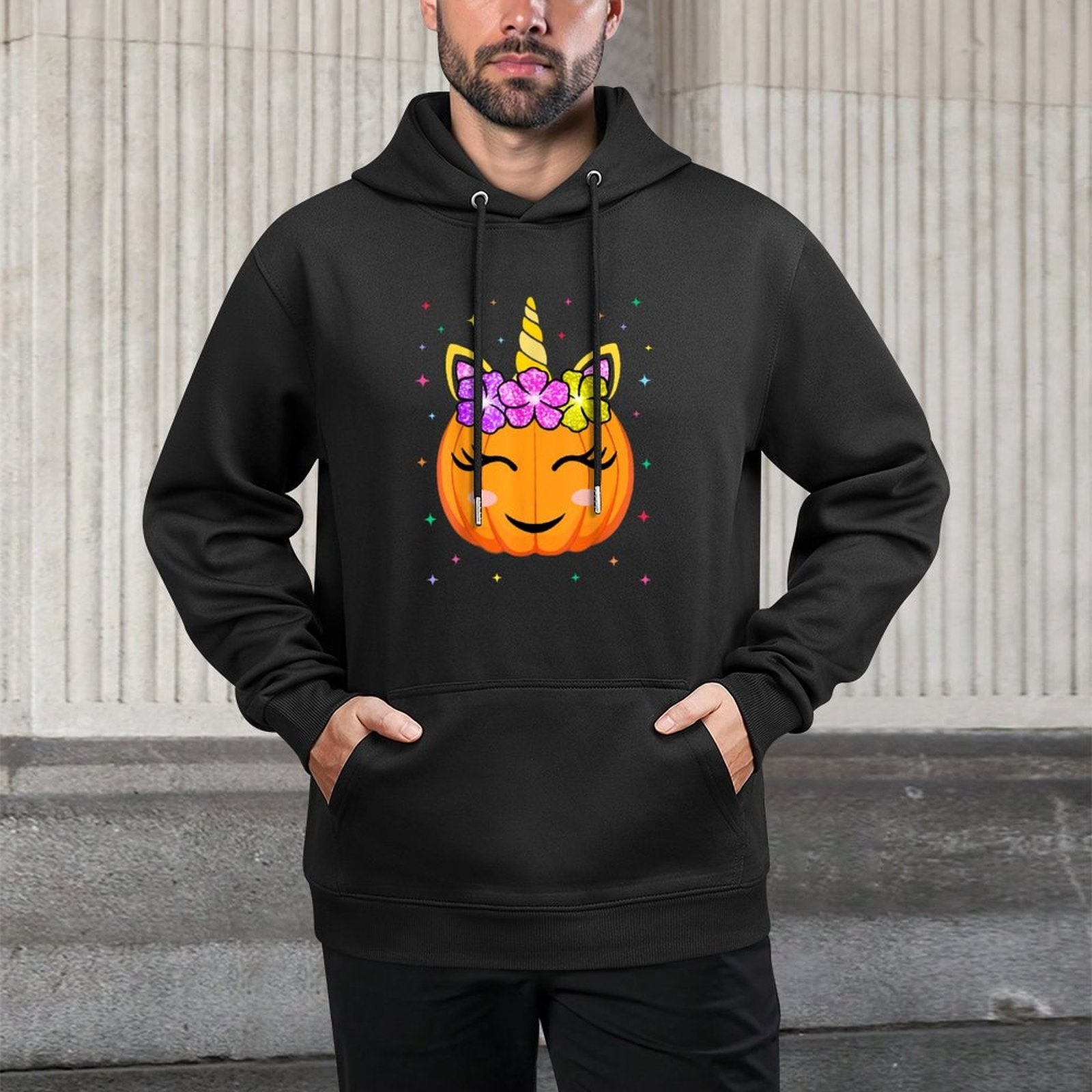 Cute Unicorn Pumpkin Girls Kids Funny Halloween Costume Machine Washable Hoodie
