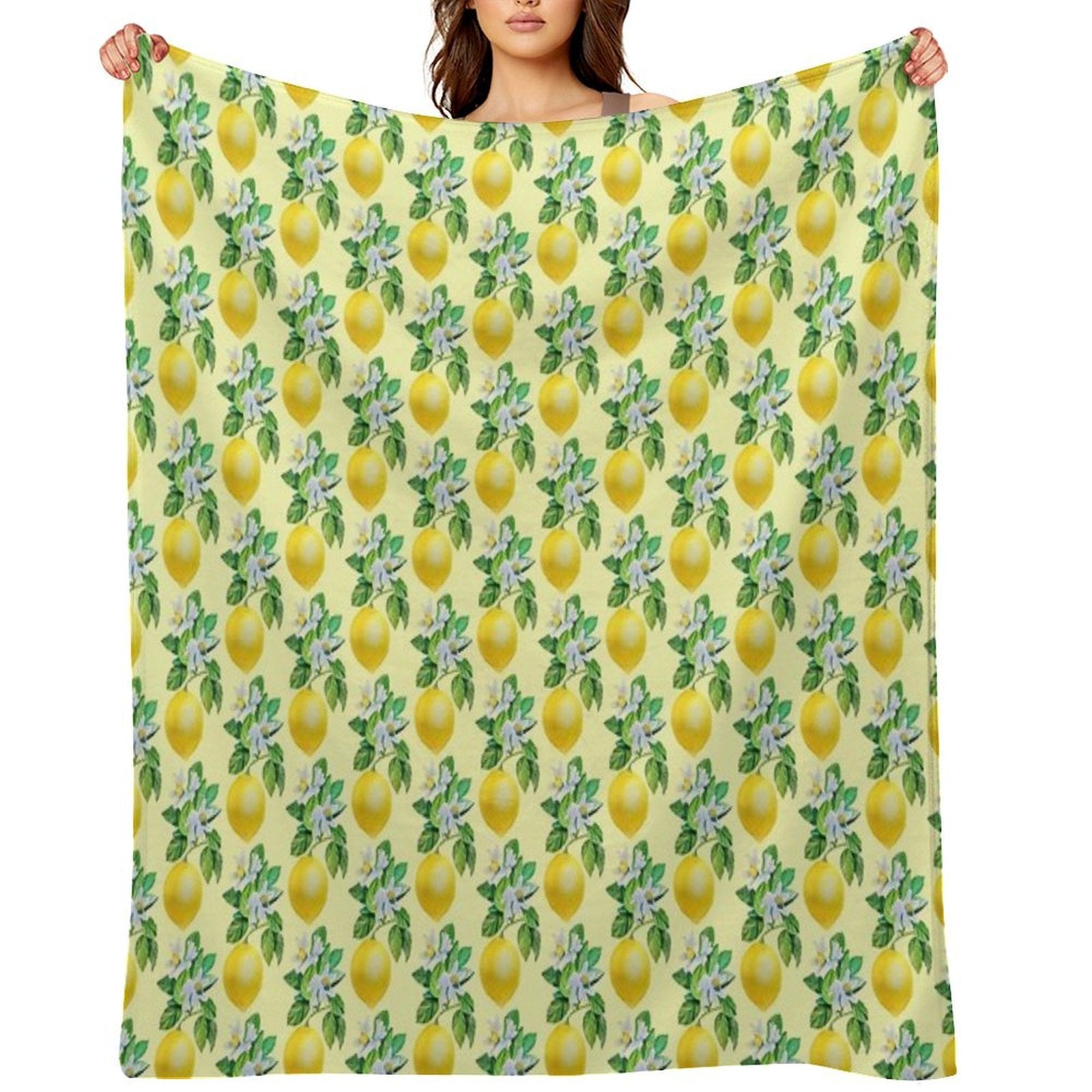 Lemon in Bloom Anti-pilling Throw Blanket