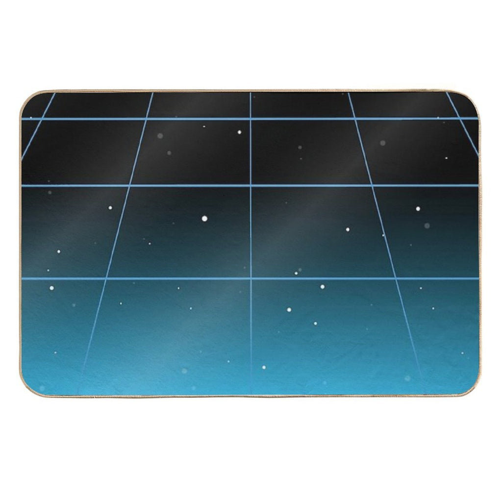 Blue-ish Retro Neon Minimalist  Easy Maintenance Bath Mat