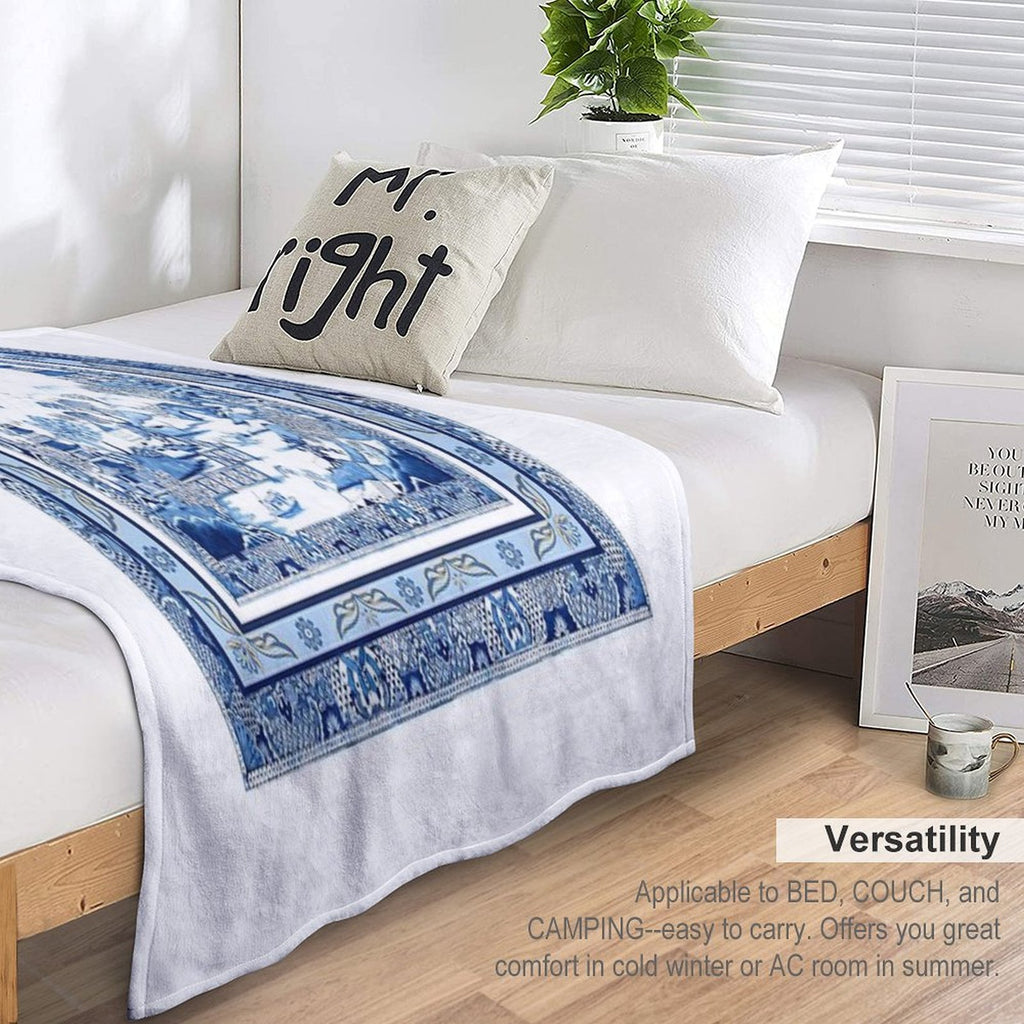 Blue Willow Double Frame Durable Throw Blanket
