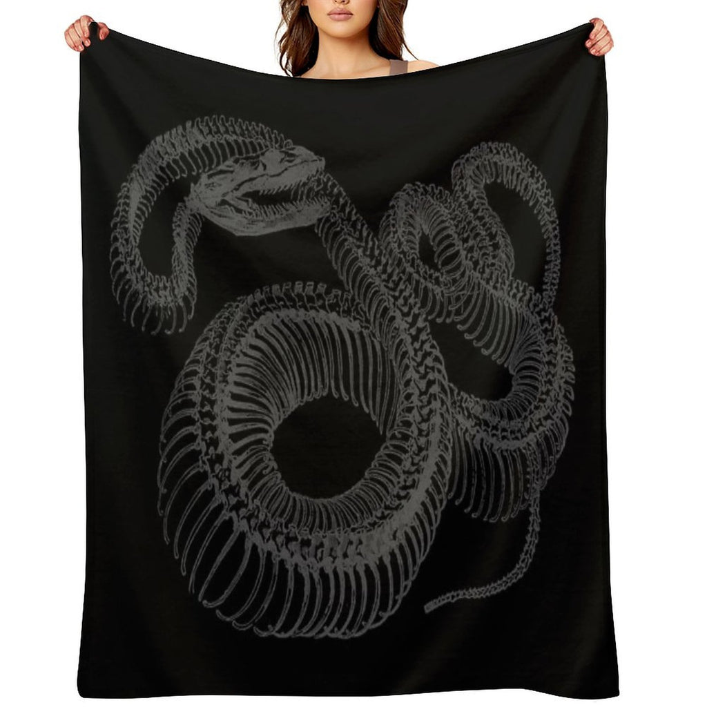 Snake & Bones - Black Lightweight Throw Blanket