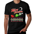 Sprint Car Racing Christmas Santa Sleigh Motorsports  Heathered Texture T-Shirt
