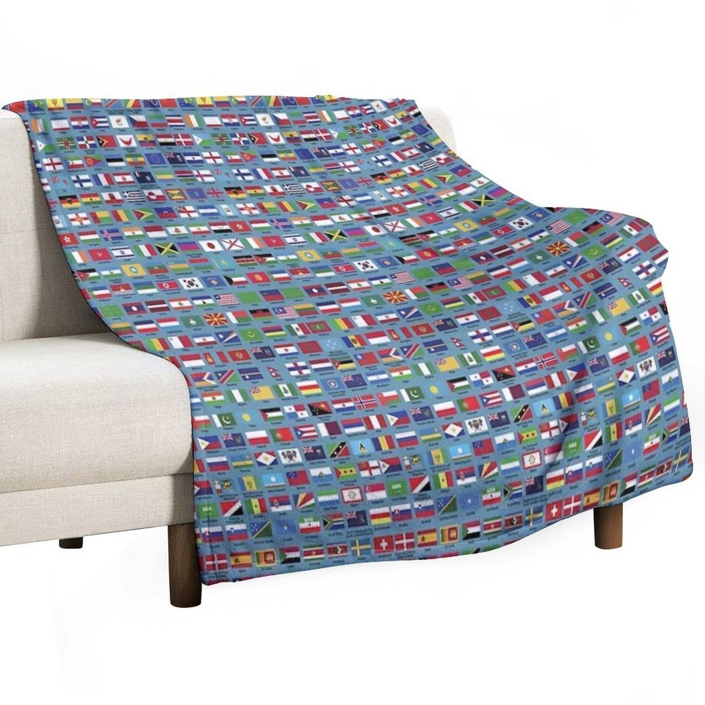 World Flags with Country Names  - Blue Gift-ready Throw Blanket