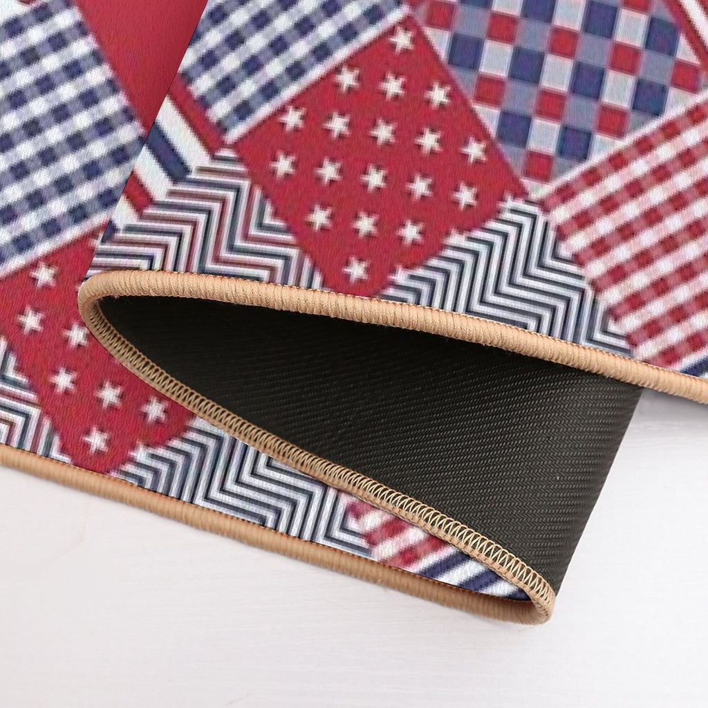 USA Americana Diagonal Red White & Blue Quilt  Versatile Bath Mat