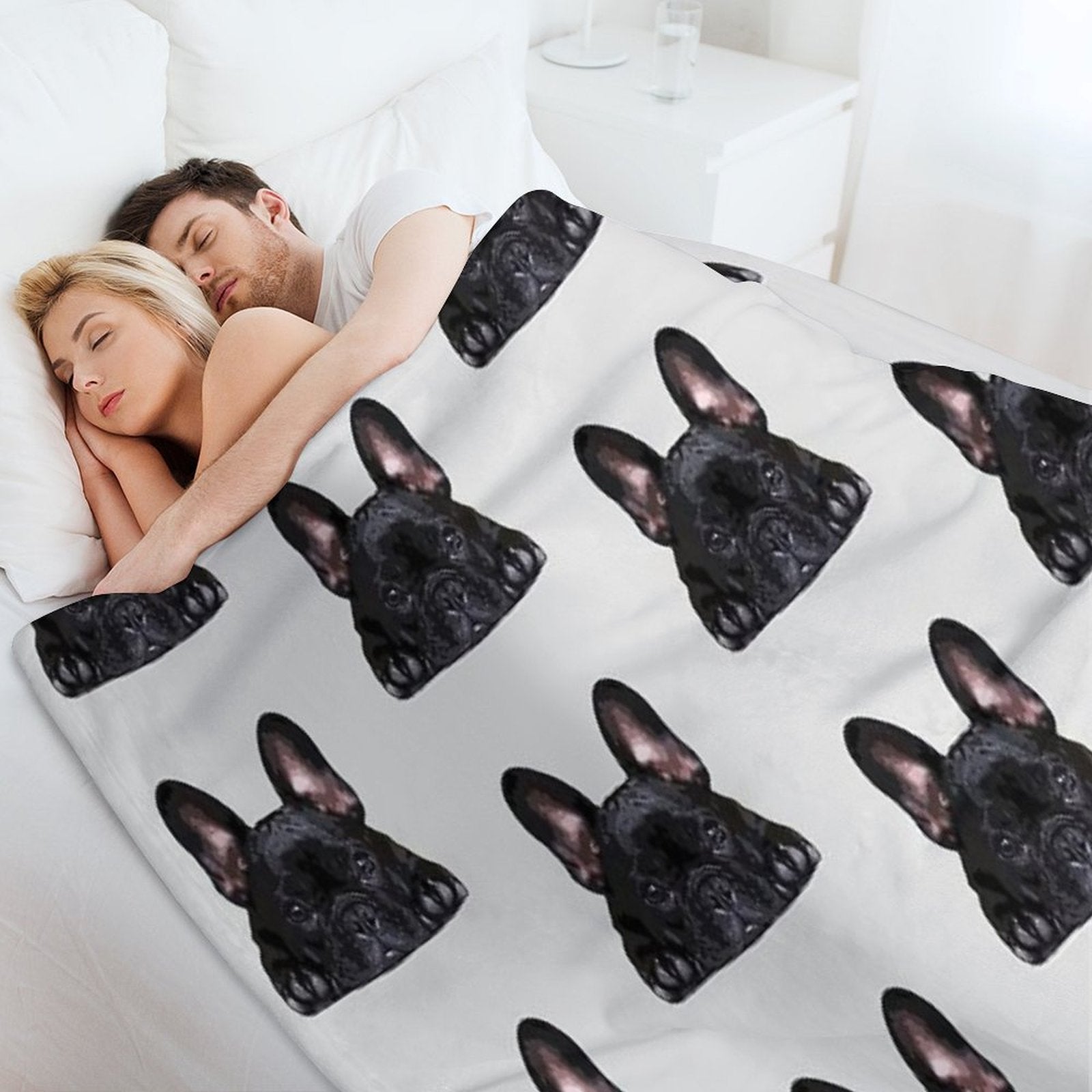 French Bulldog Black Puppy Dog Multi-functional Throw Blanket